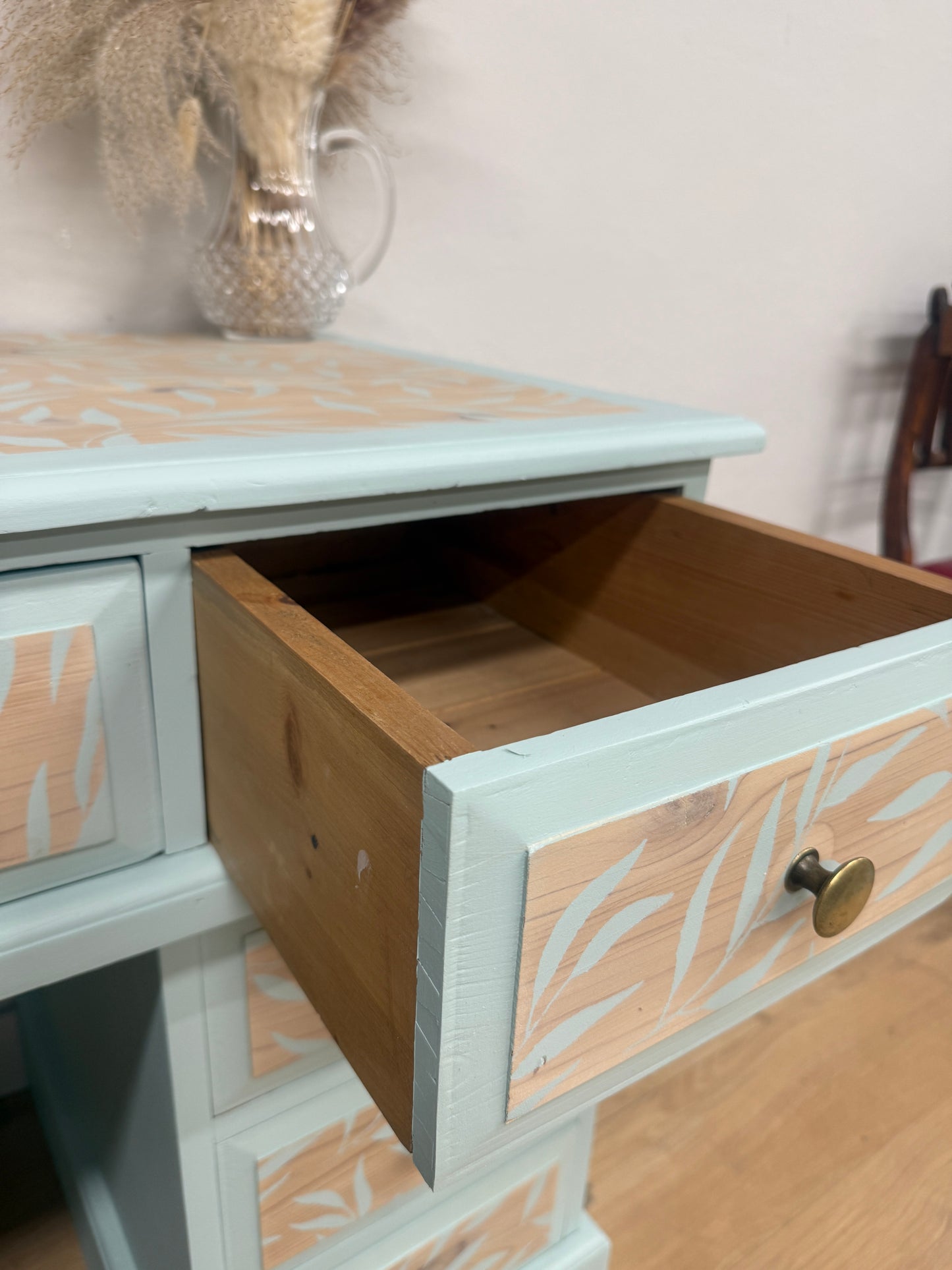 Solid pine painted and stenciled desk