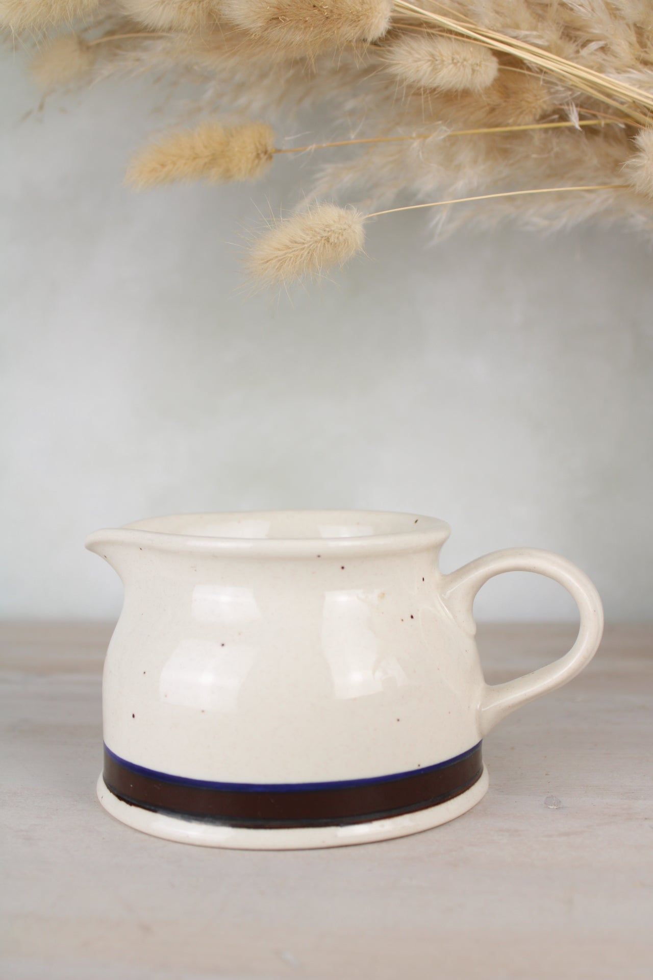 Brown Stripe Ceramic Farmhouse Style Sauce Jug