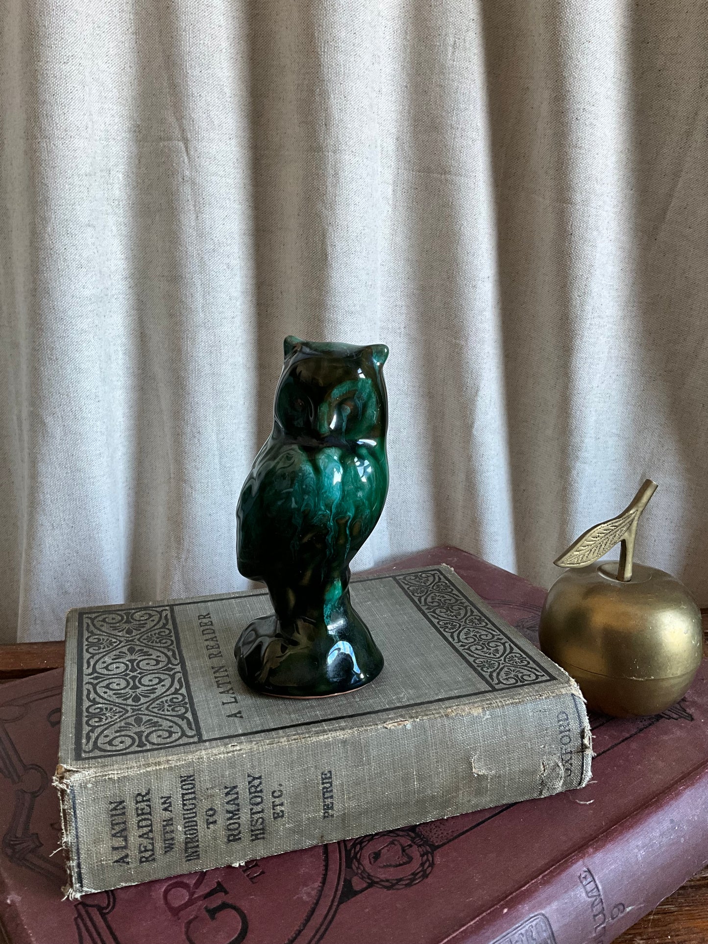 Blue mountain green owl figurine