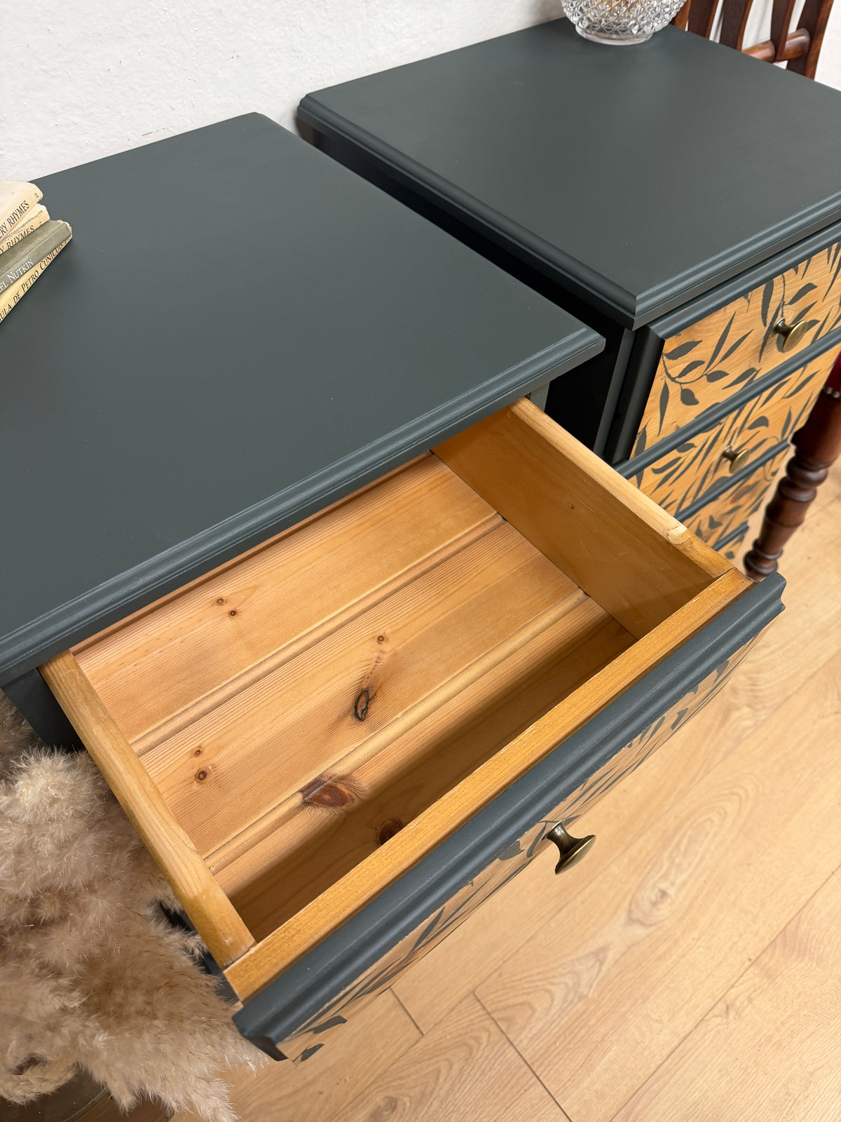 Solid pine painted bedside cabinets
