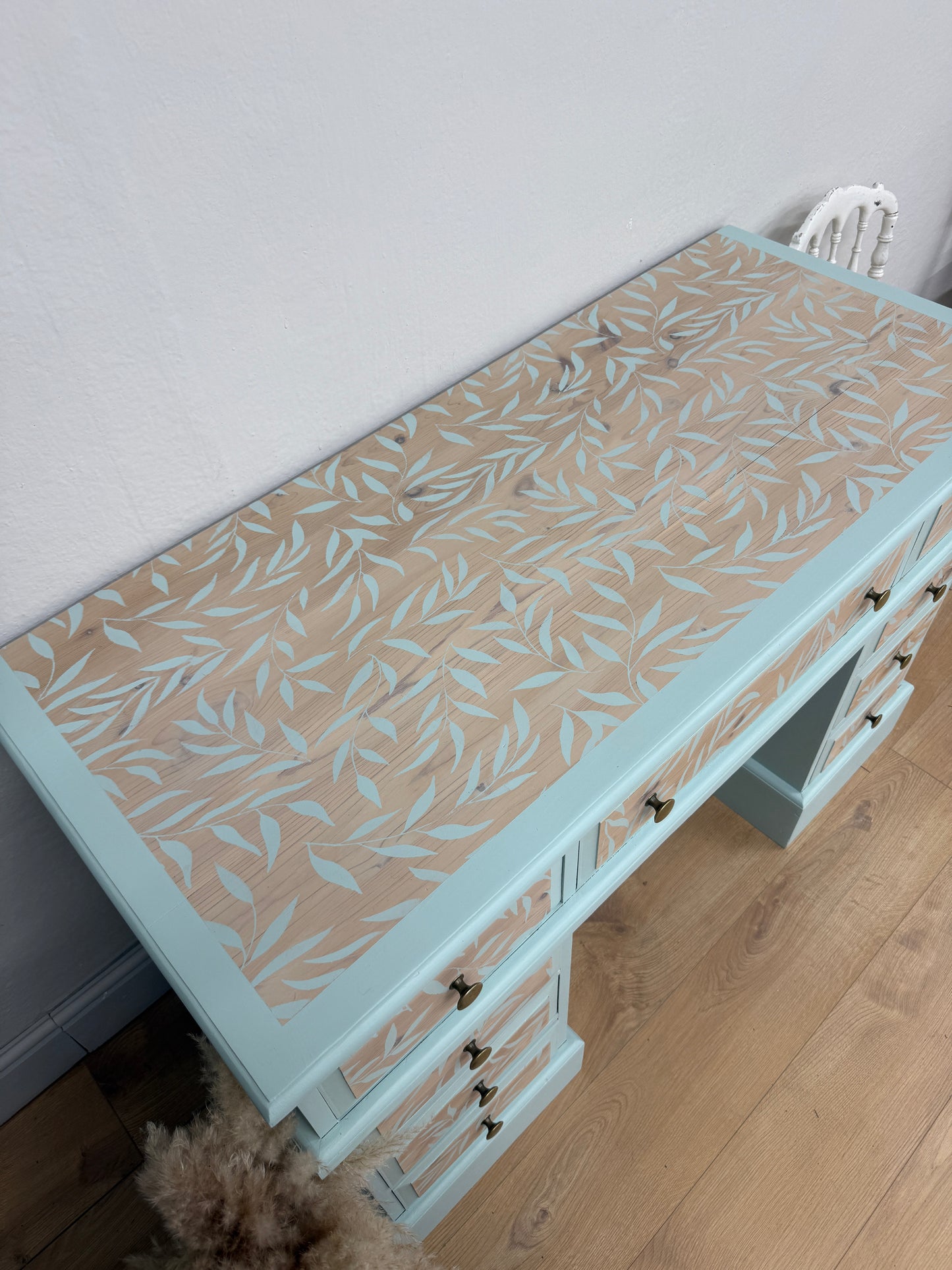 Solid pine painted and stenciled desk