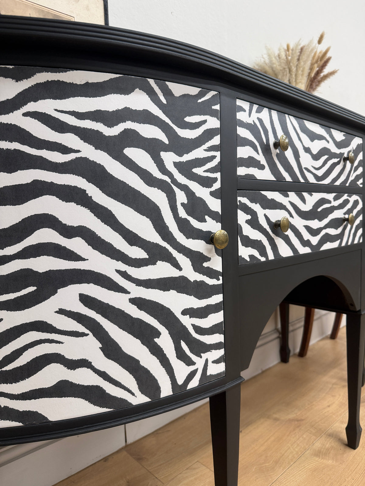 Vintage painted zebra sideboard