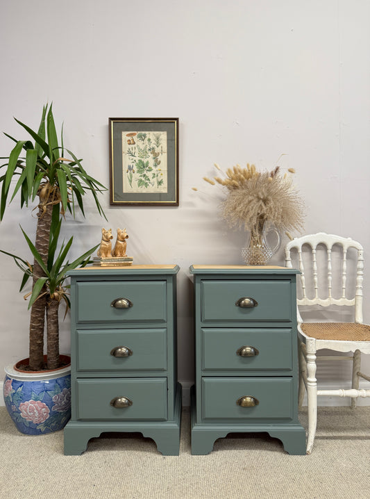 Pair of solid pine painted bedside cabinets