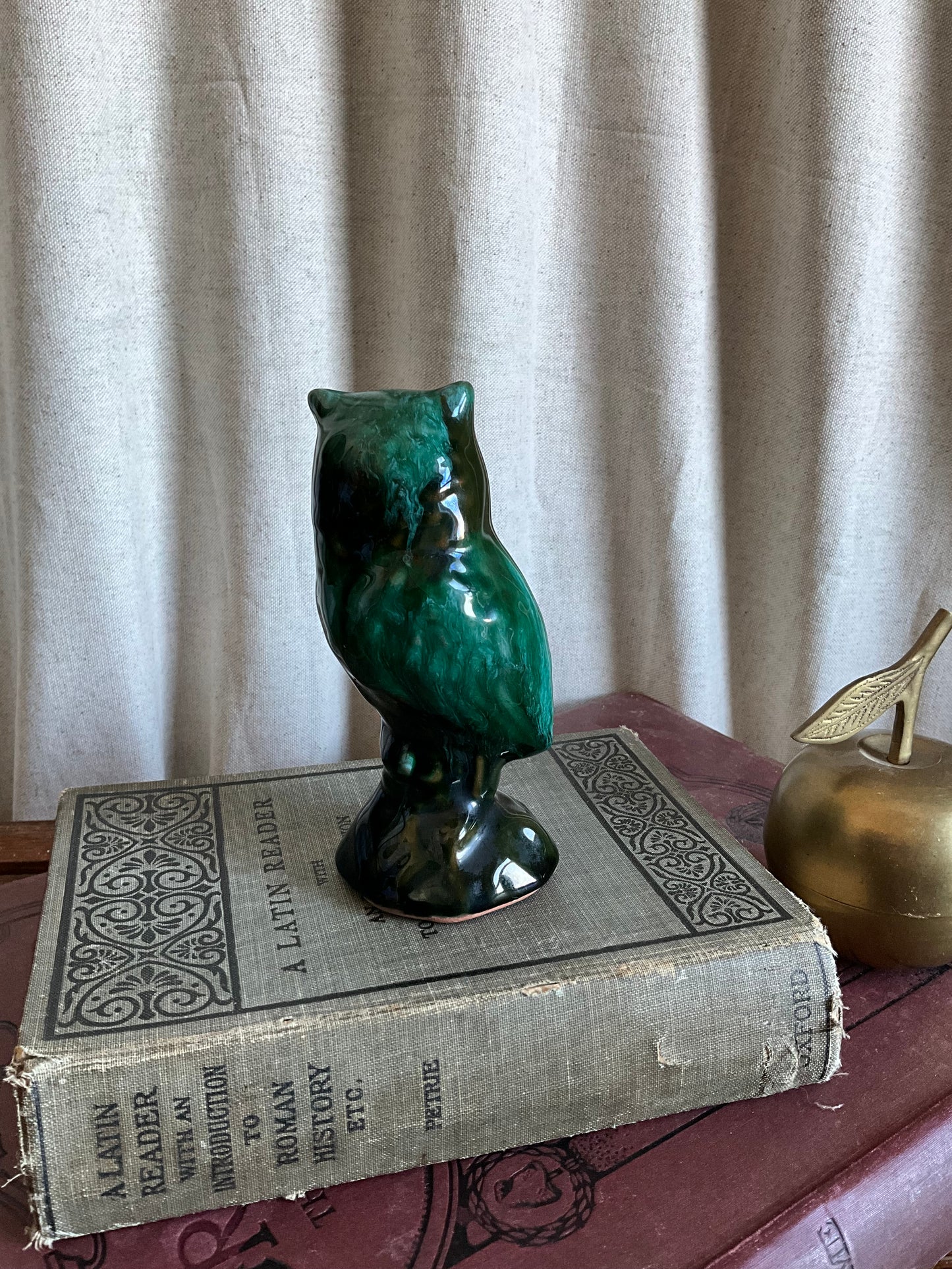 Blue mountain green owl figurine