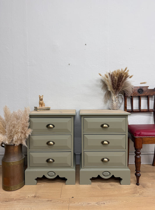 Pair of solid pine painted bedside cabinets