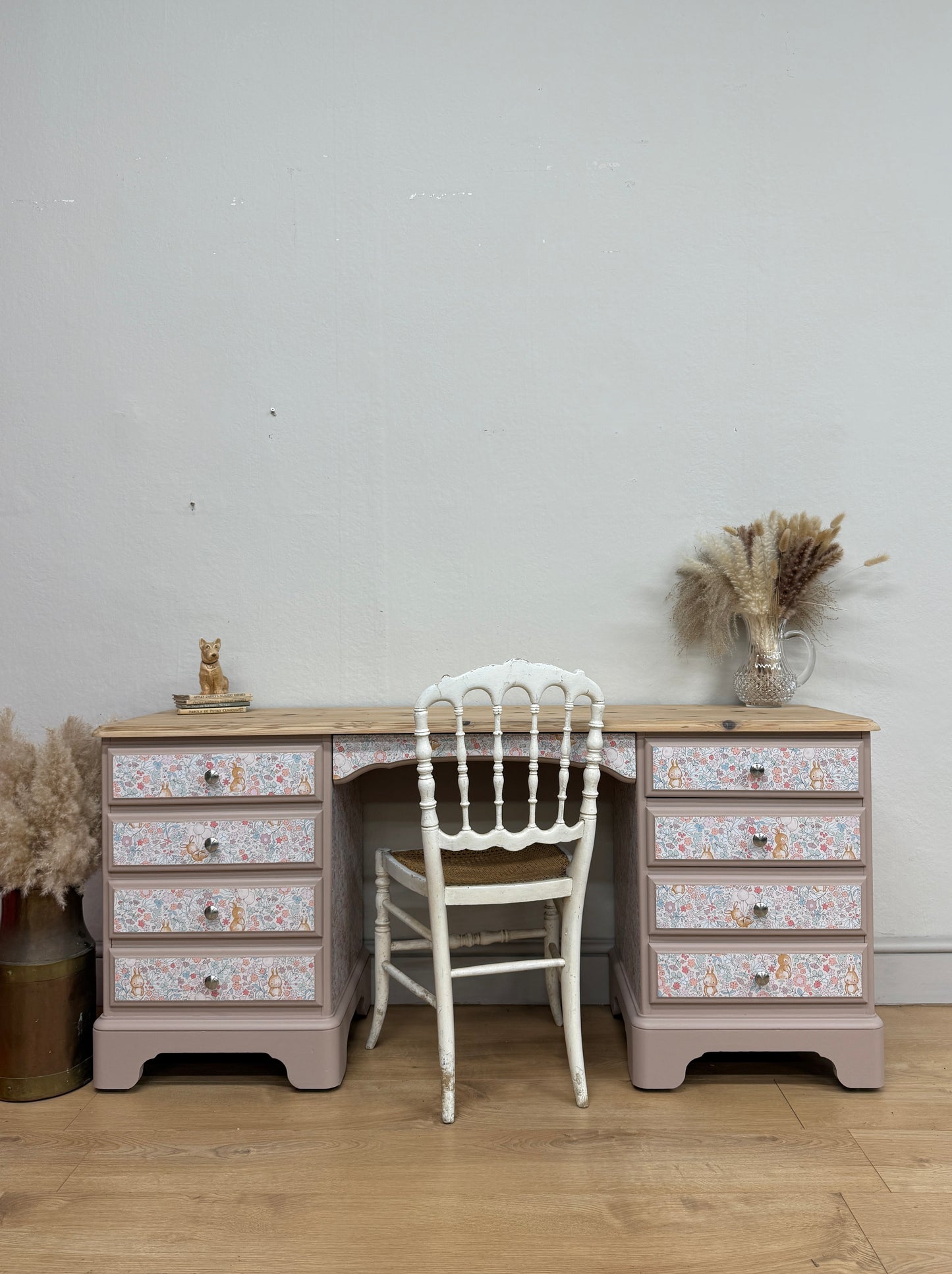 Solid pine bunny wallpaper dressing table desk