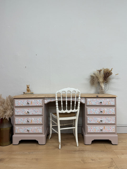 Solid pine bunny wallpaper dressing table desk