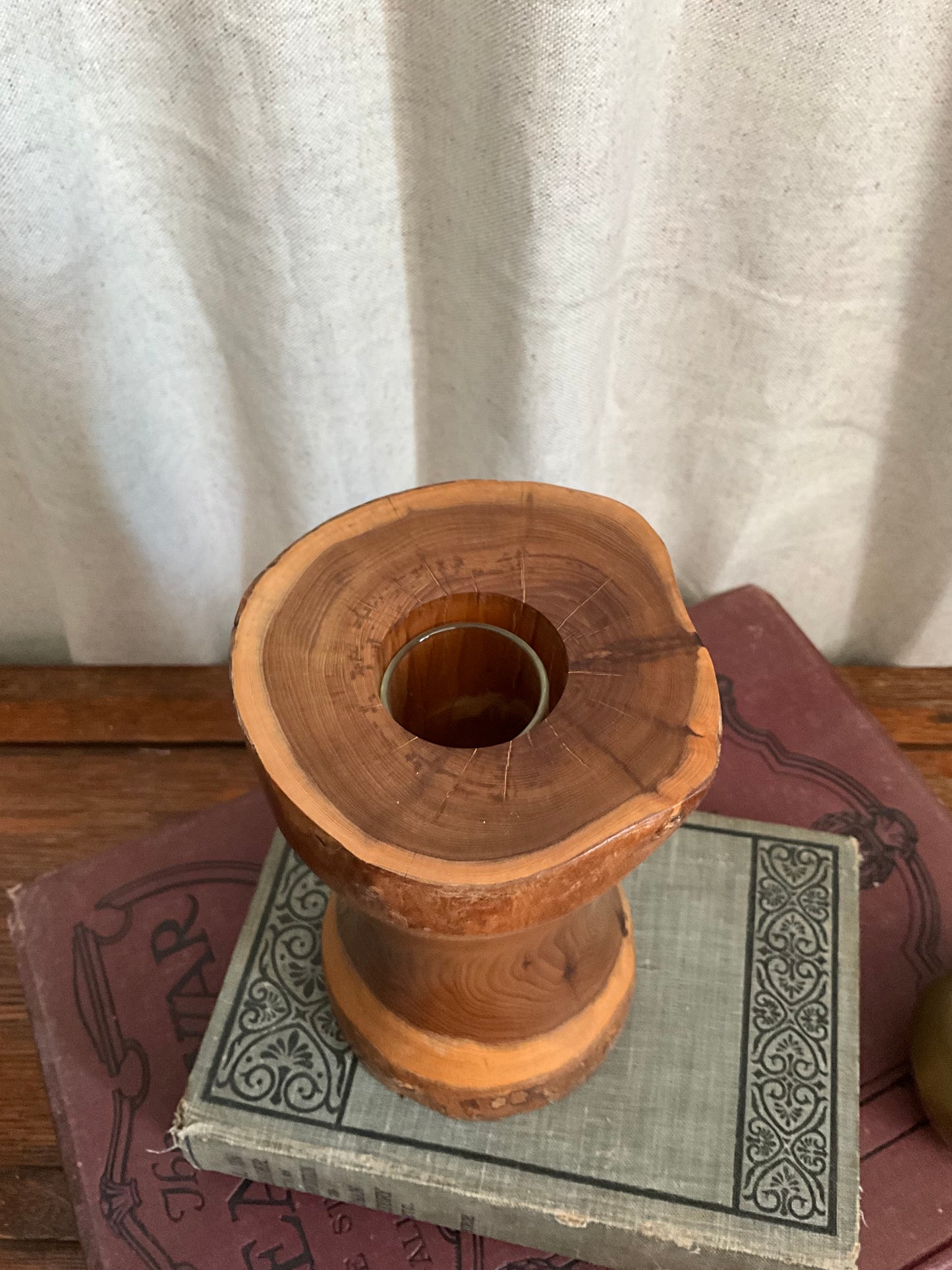 Handmade Scottish yew tree candle holder