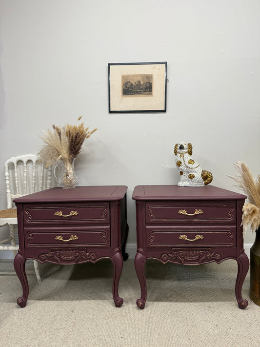 Pair of painted and gilded side tables
