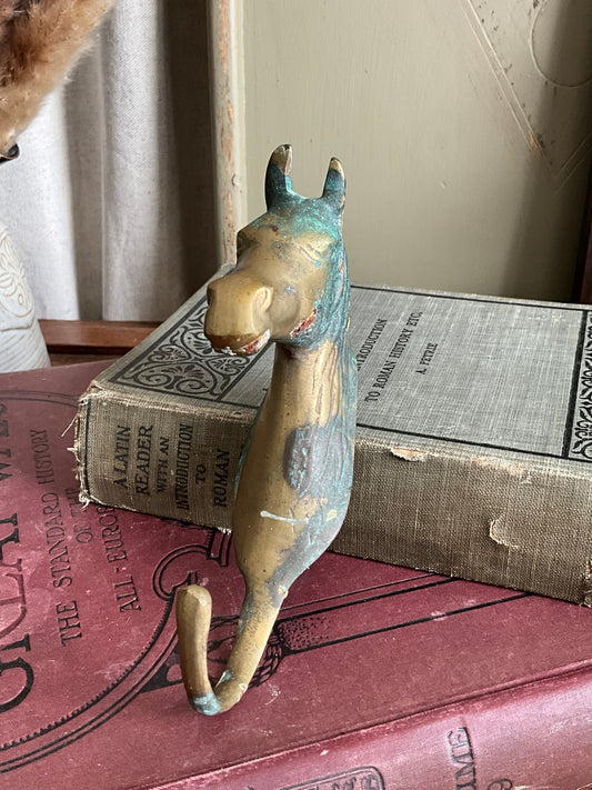 Vintage brass horse head coat hook