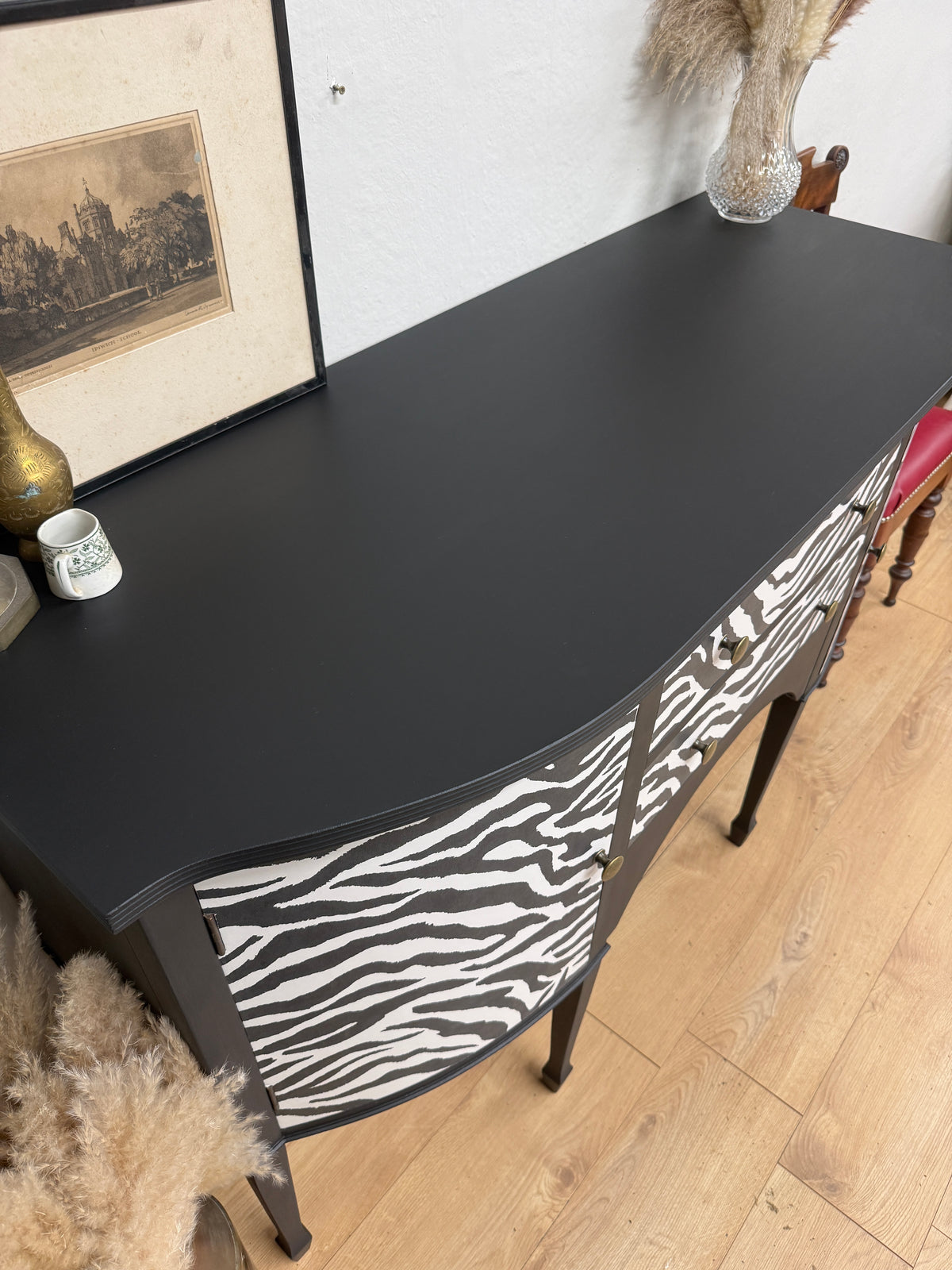 Vintage painted zebra sideboard