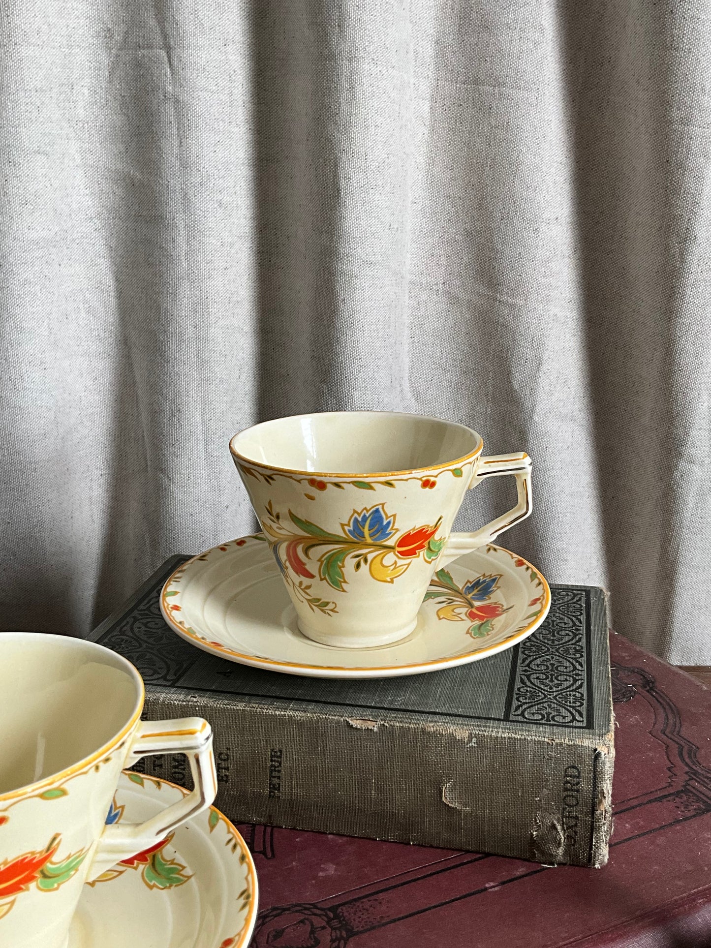 Vintage Grindley pair of teacup and saucer with sugar bowl