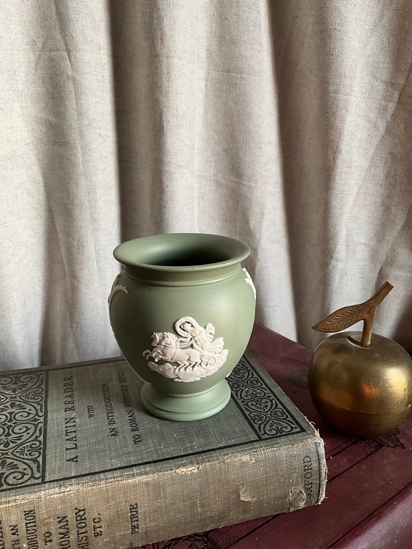 Small vintage green Wedgwood vase