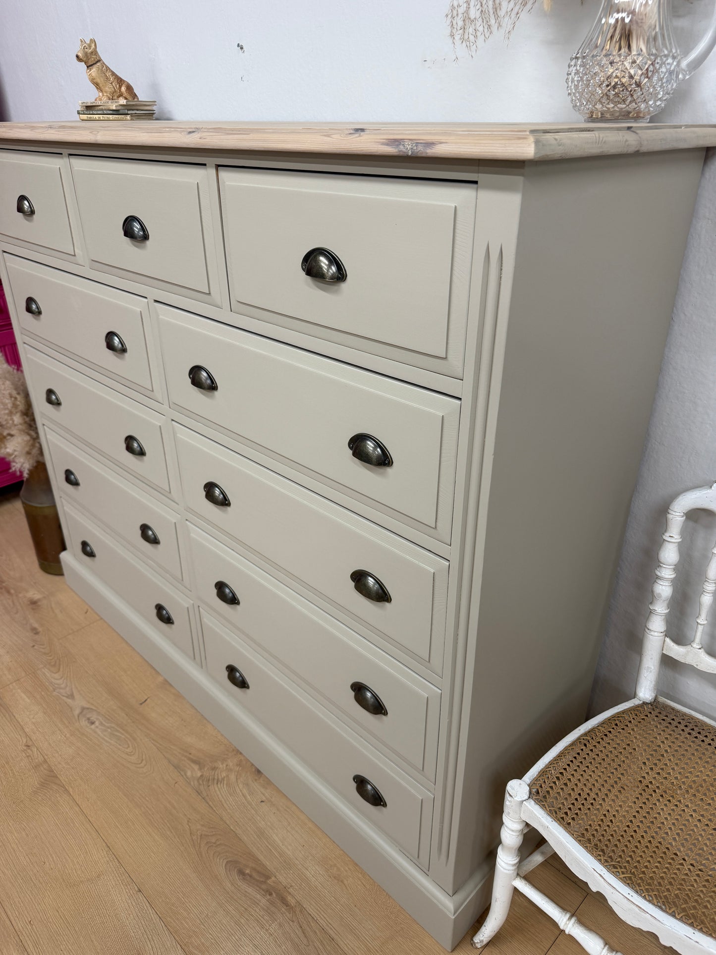 X large solid pine painted chest of drawers