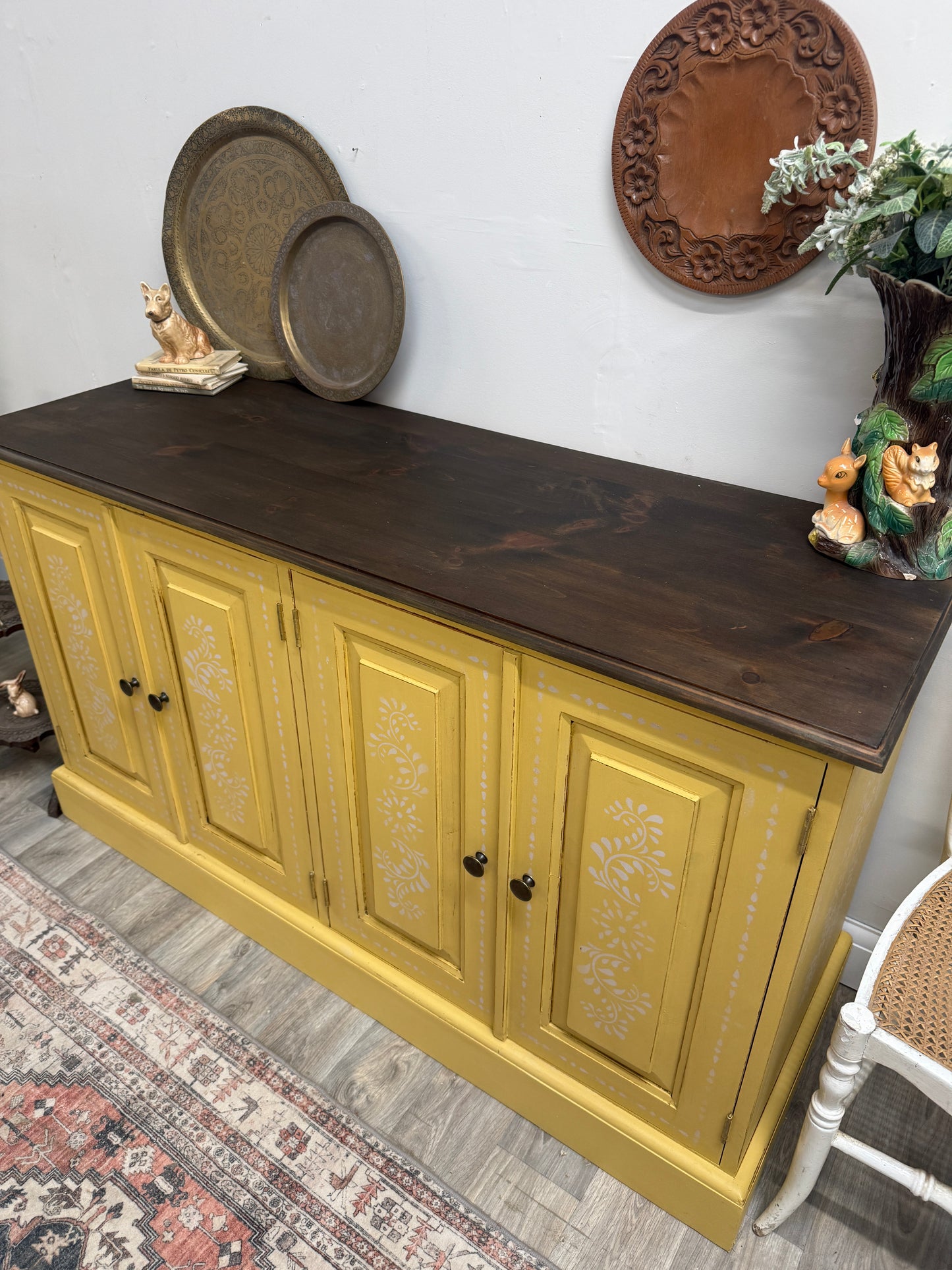 Solid pine painted sideboard cabinet