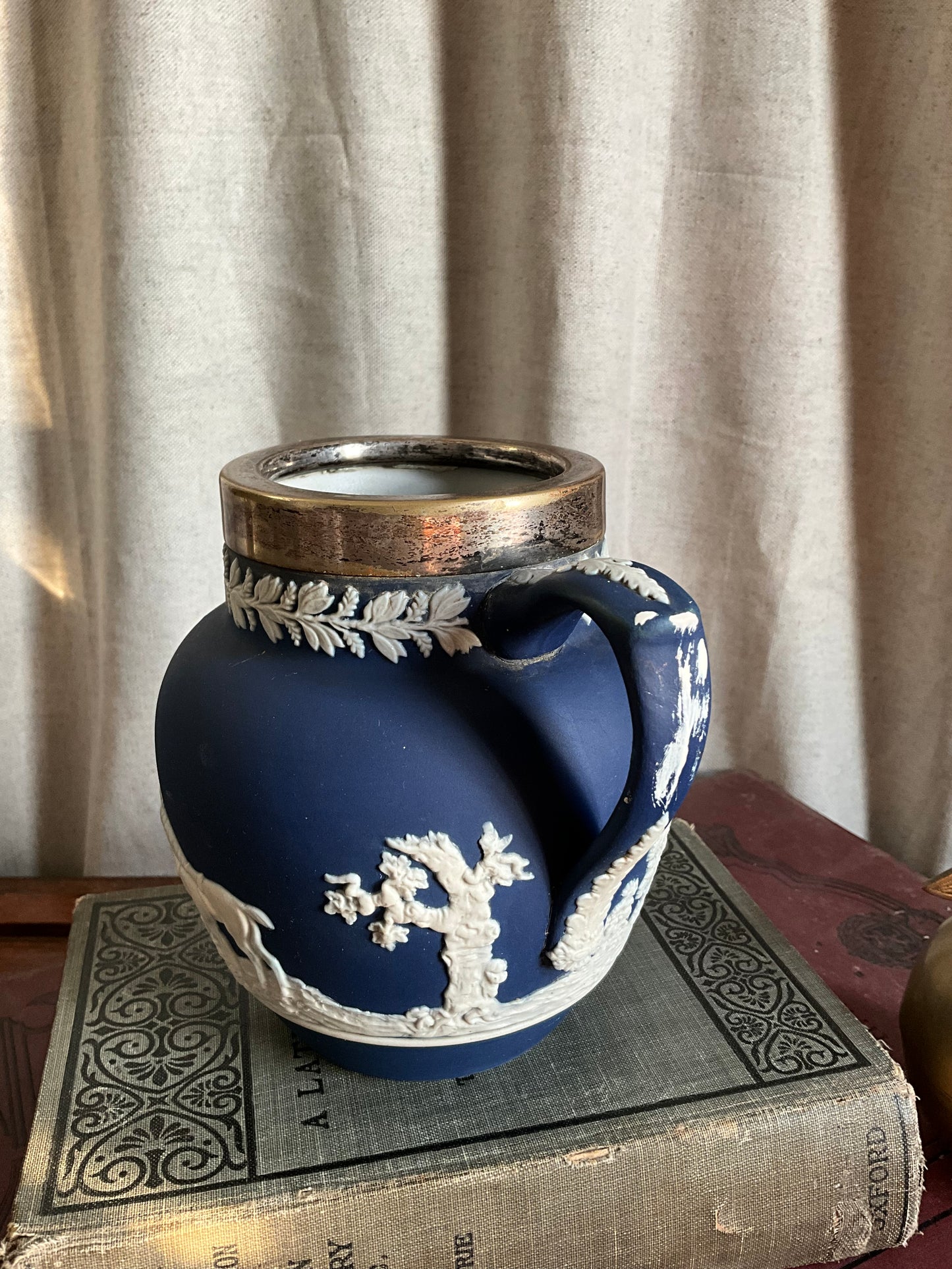 Vintage Adam’s blue Wedgwood jasperware jug