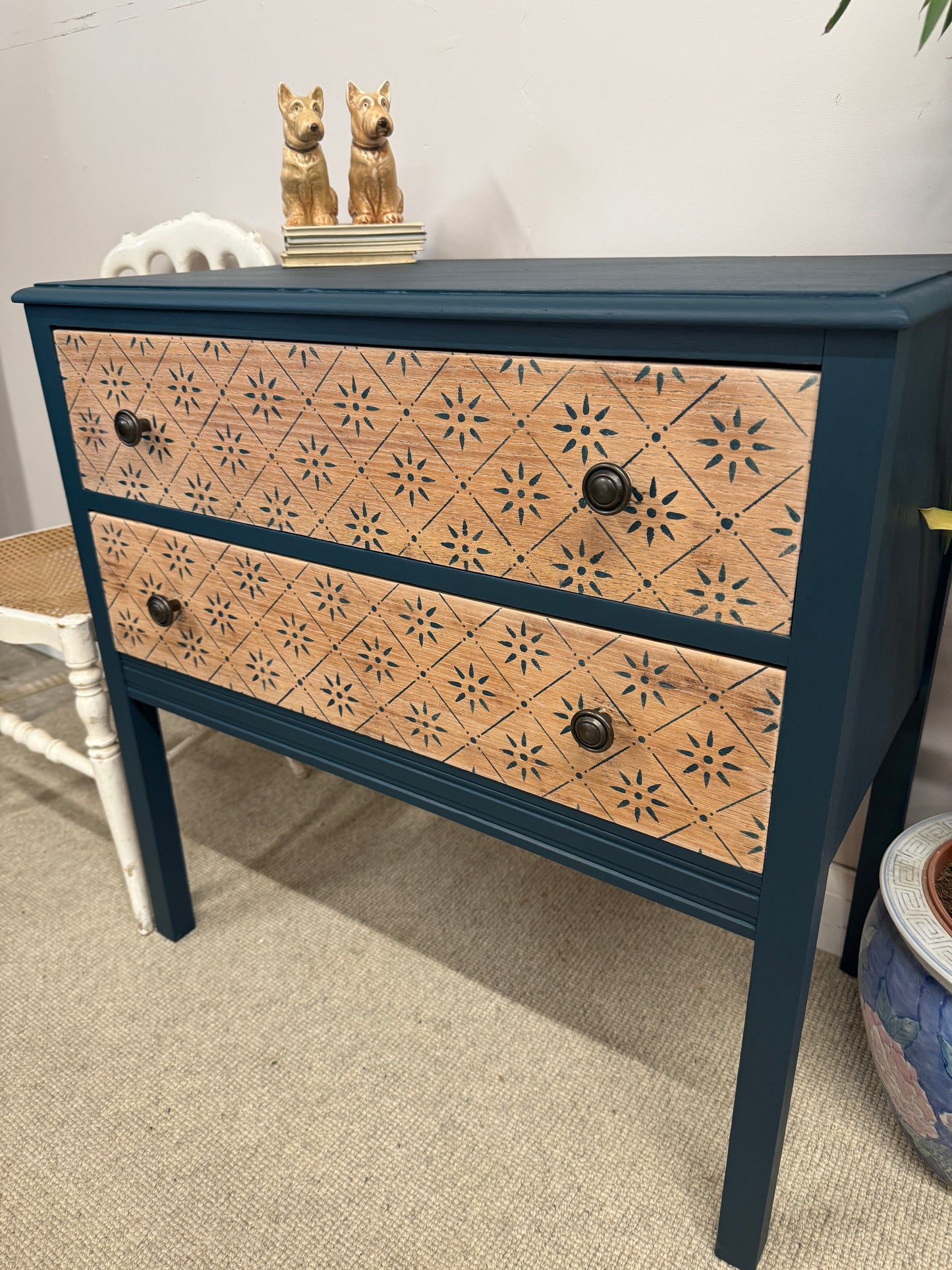 Vintage stencilled chest of drawers