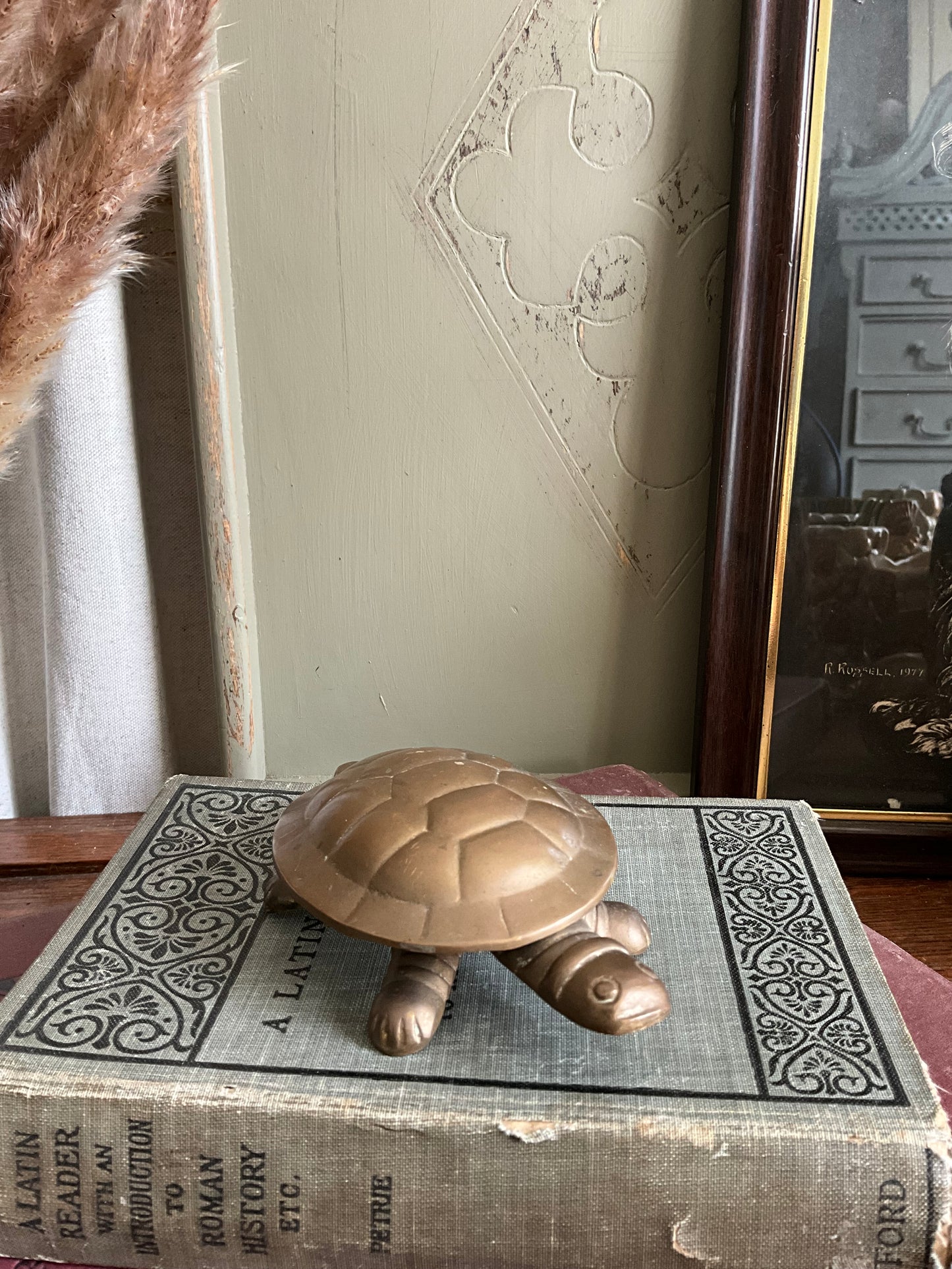 Vintage brass tortoise trinket box