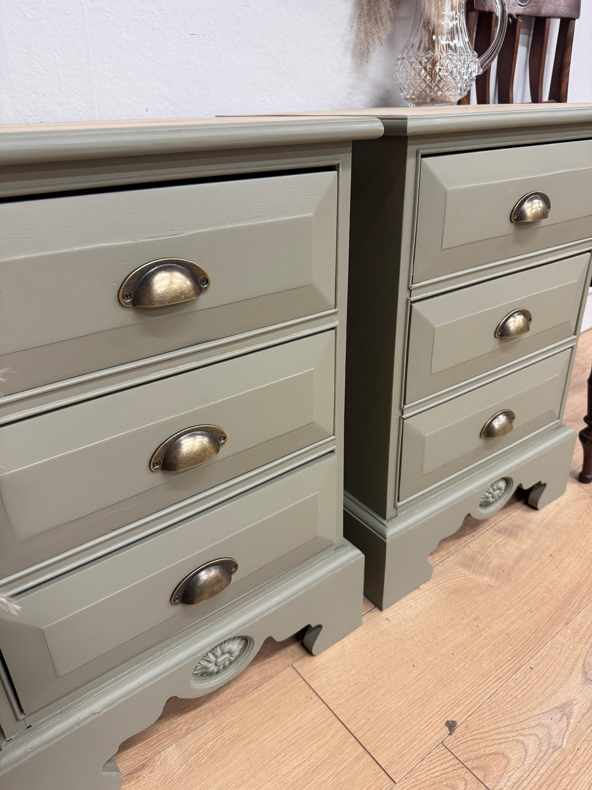Pair of solid pine painted bedside cabinets