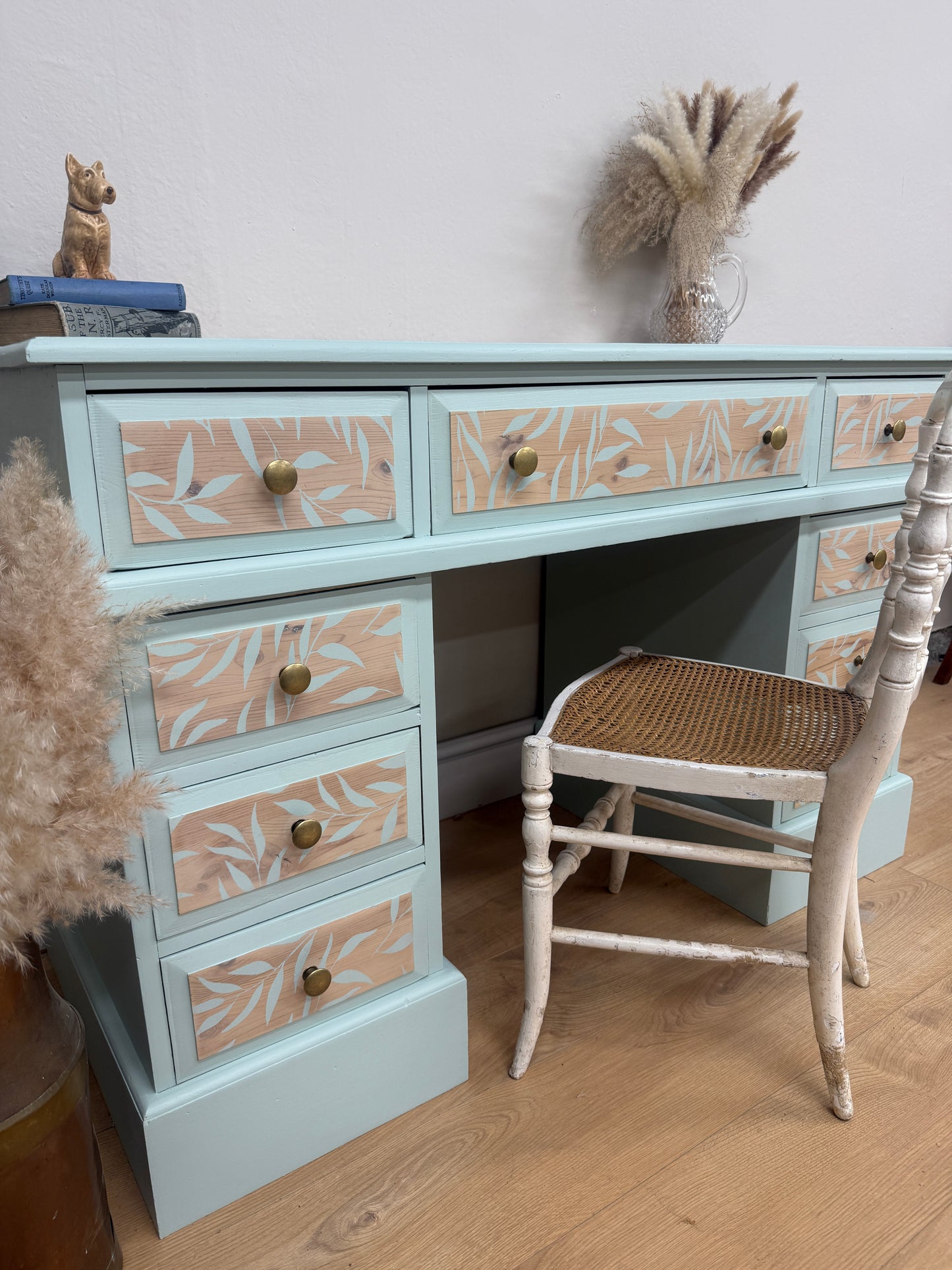 Solid pine painted and stenciled desk