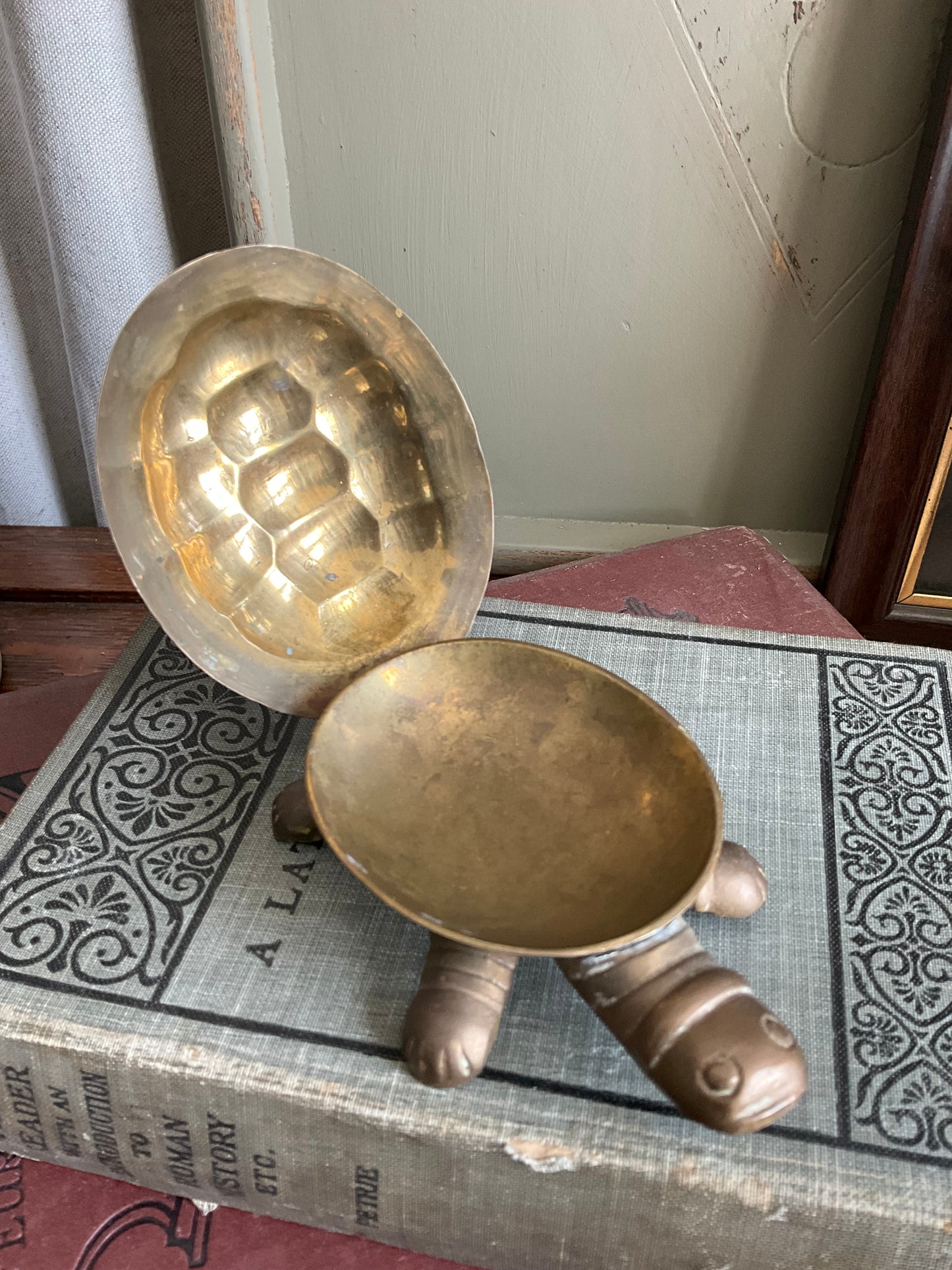 Vintage brass tortoise trinket box