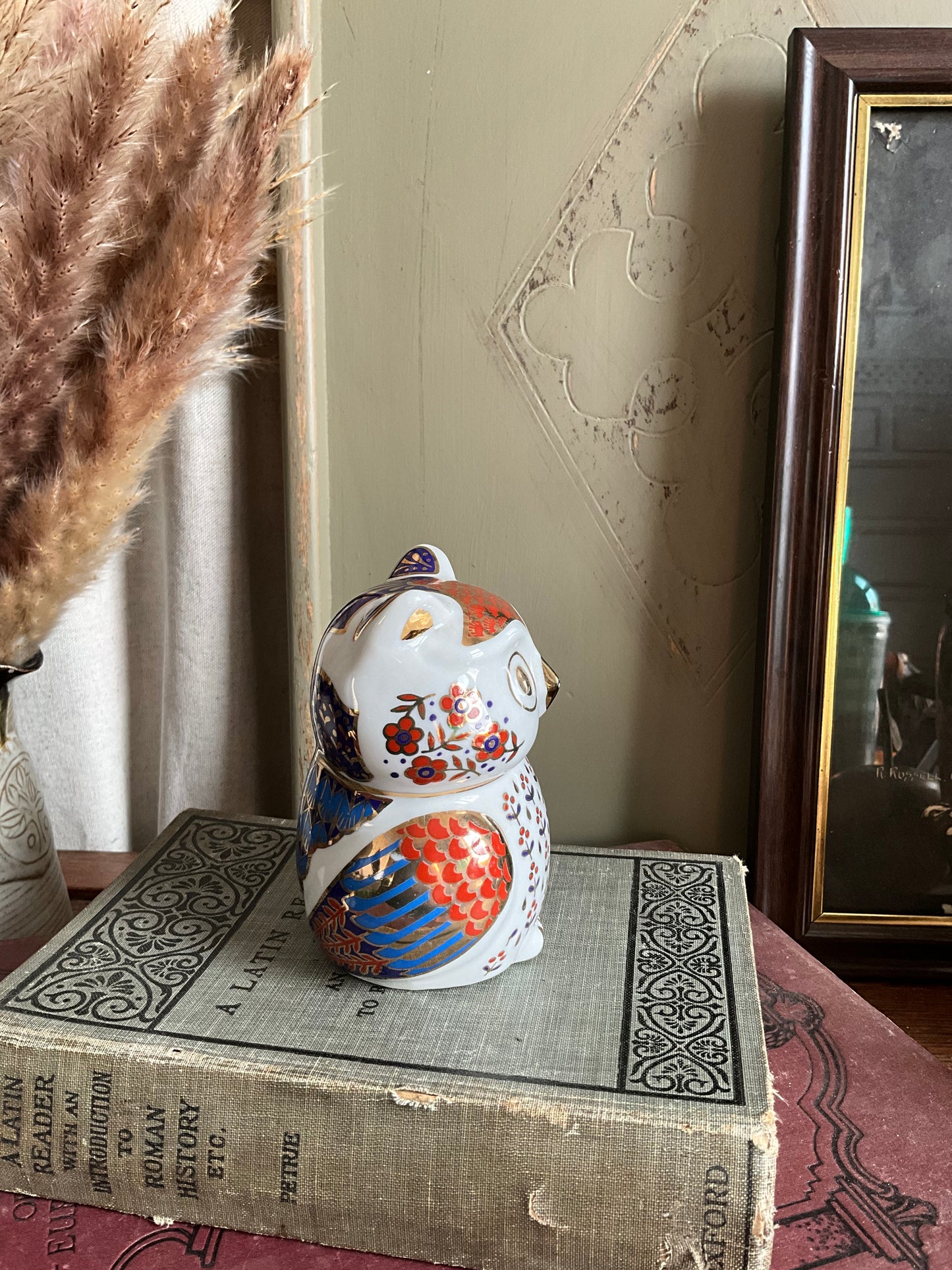 Vintage crown derby style owl figurine