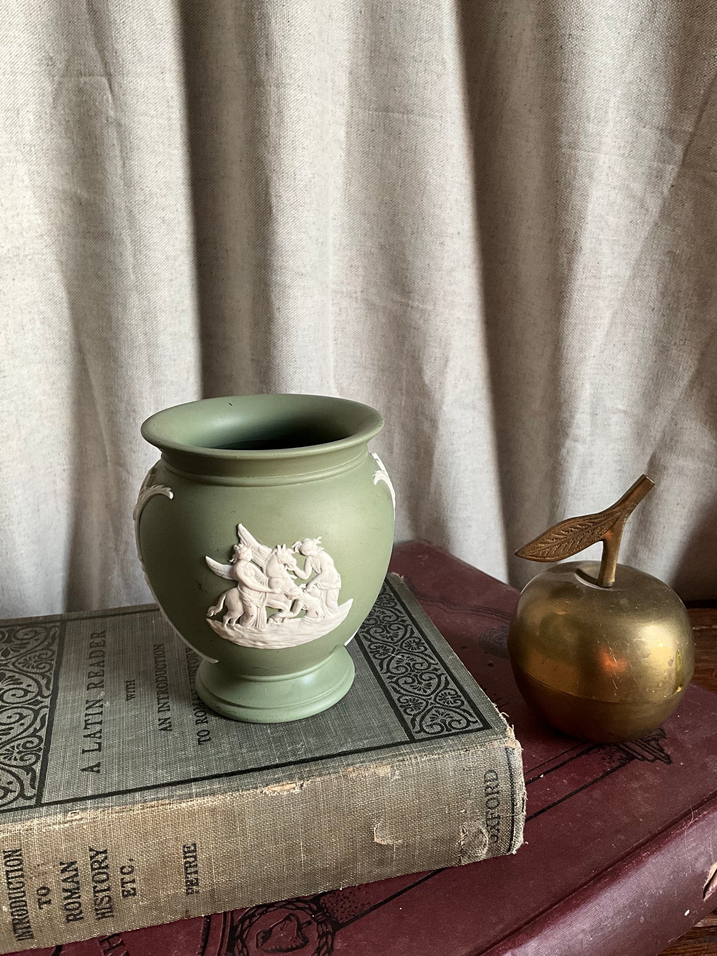 Small vintage green Wedgwood vase