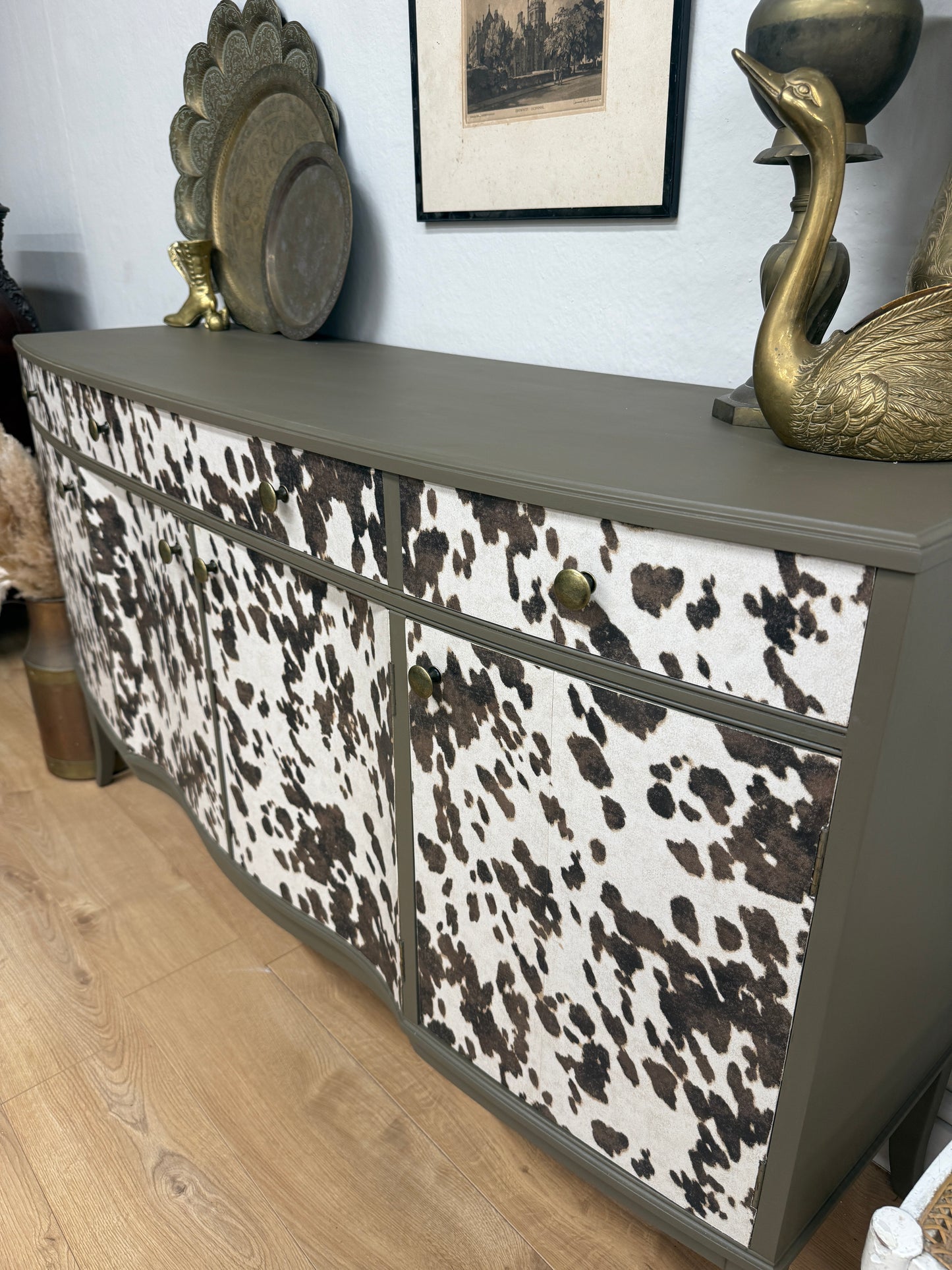 Cow Print Wallpaper Long Sideboard