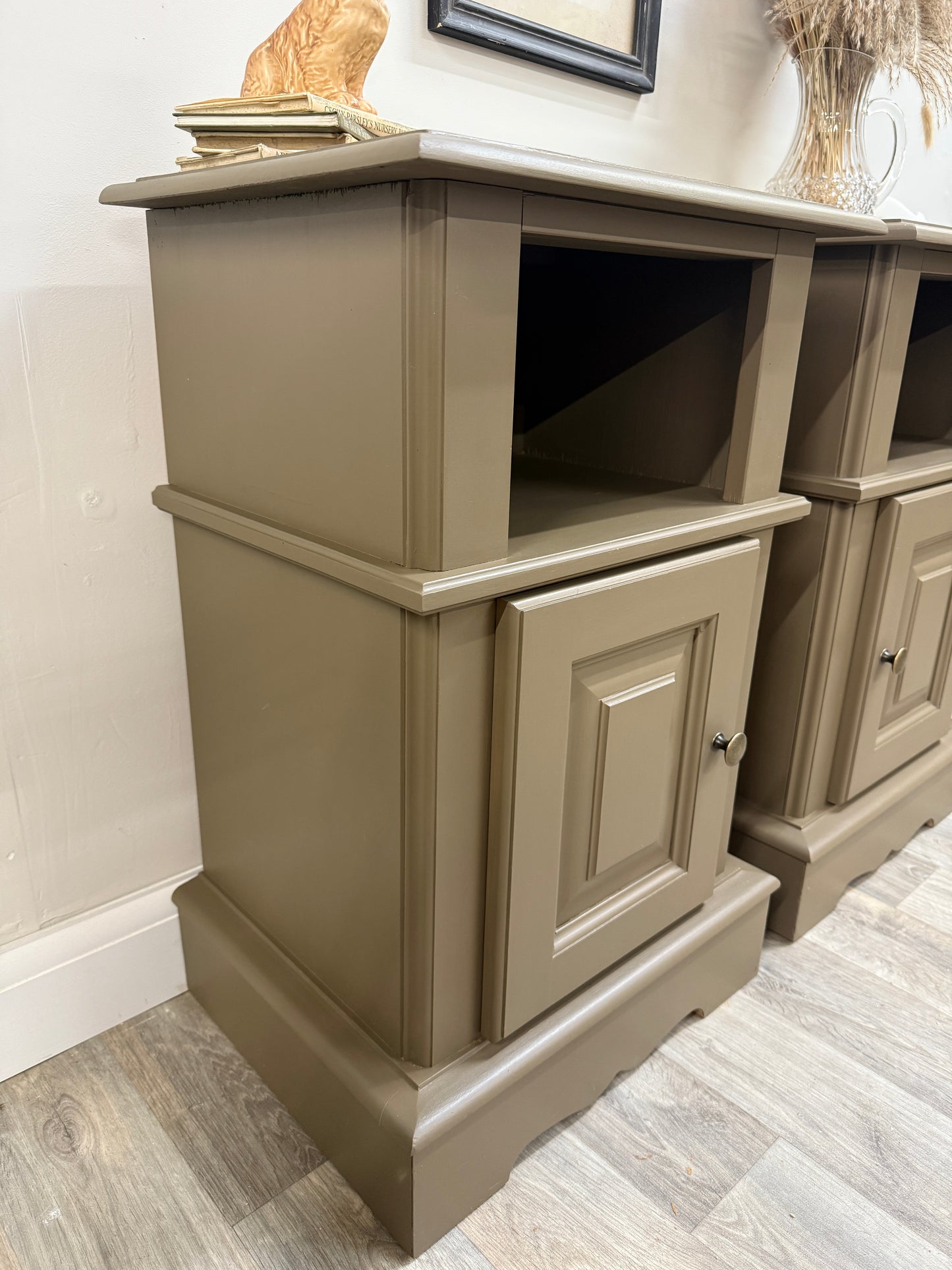 Pair of solid pine painted bedside cabinets