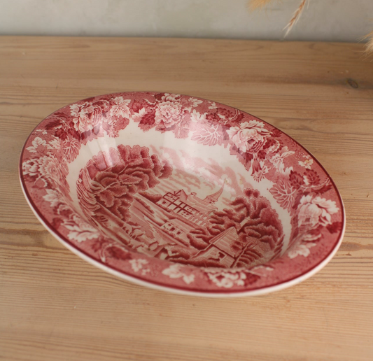 Woods Ware Pink & White Serving Bowl