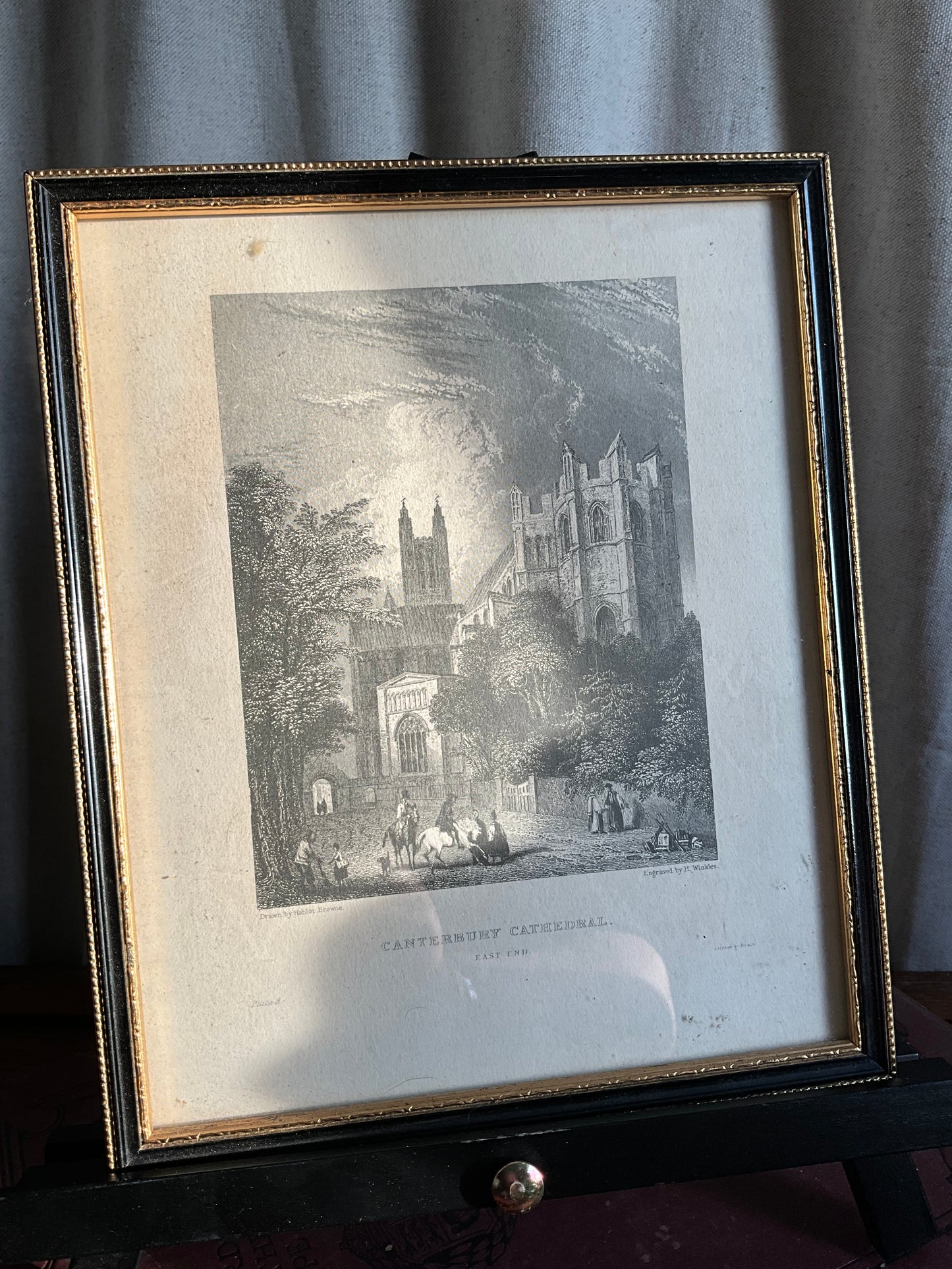 Vintage framed print of Canterbury cathedral