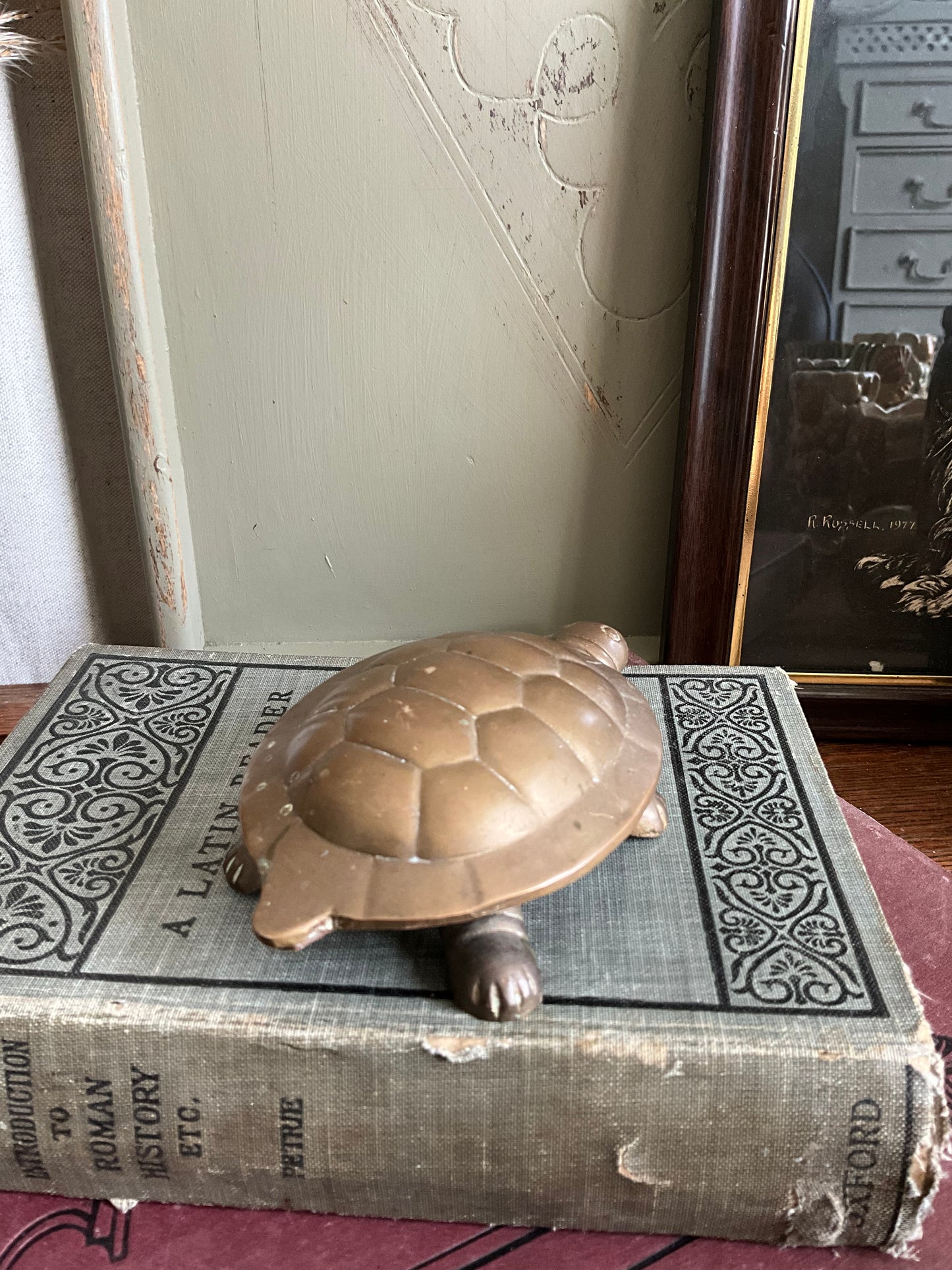 Vintage brass tortoise trinket box