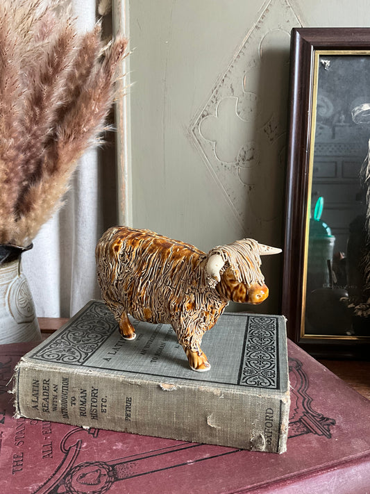 Vintage Scottish pottery cow figurine