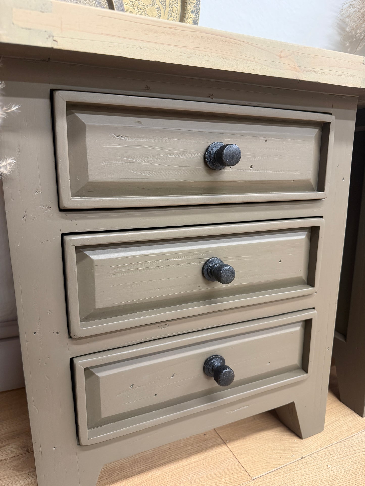 Pair of Rustic painted bedside drawers