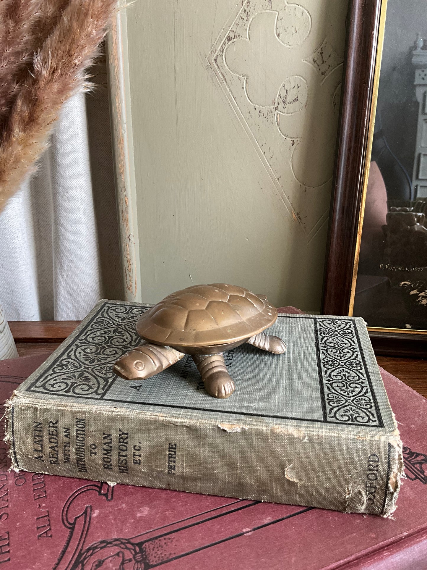 Vintage brass tortoise trinket box