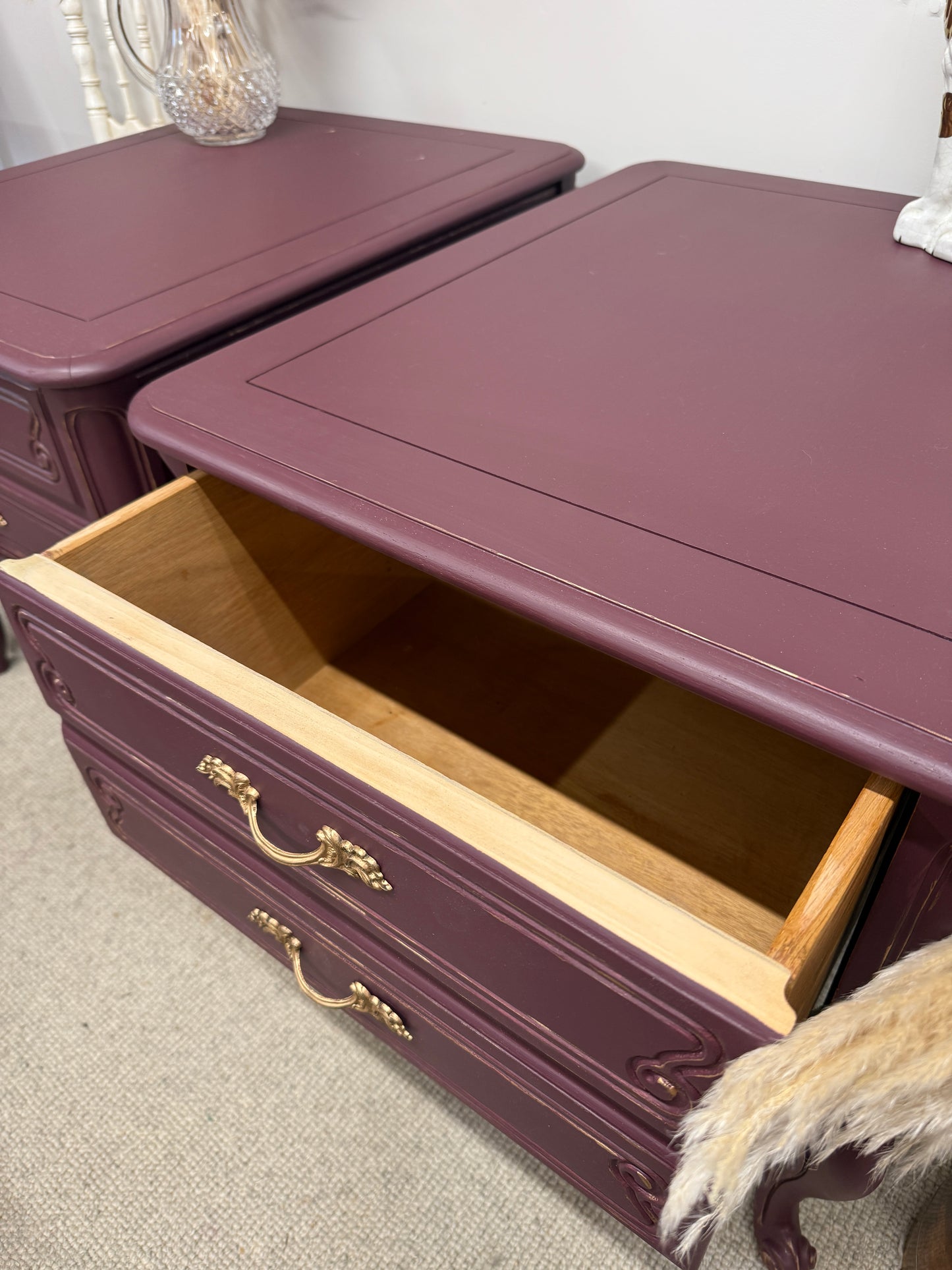 Pair of painted and gilded side tables