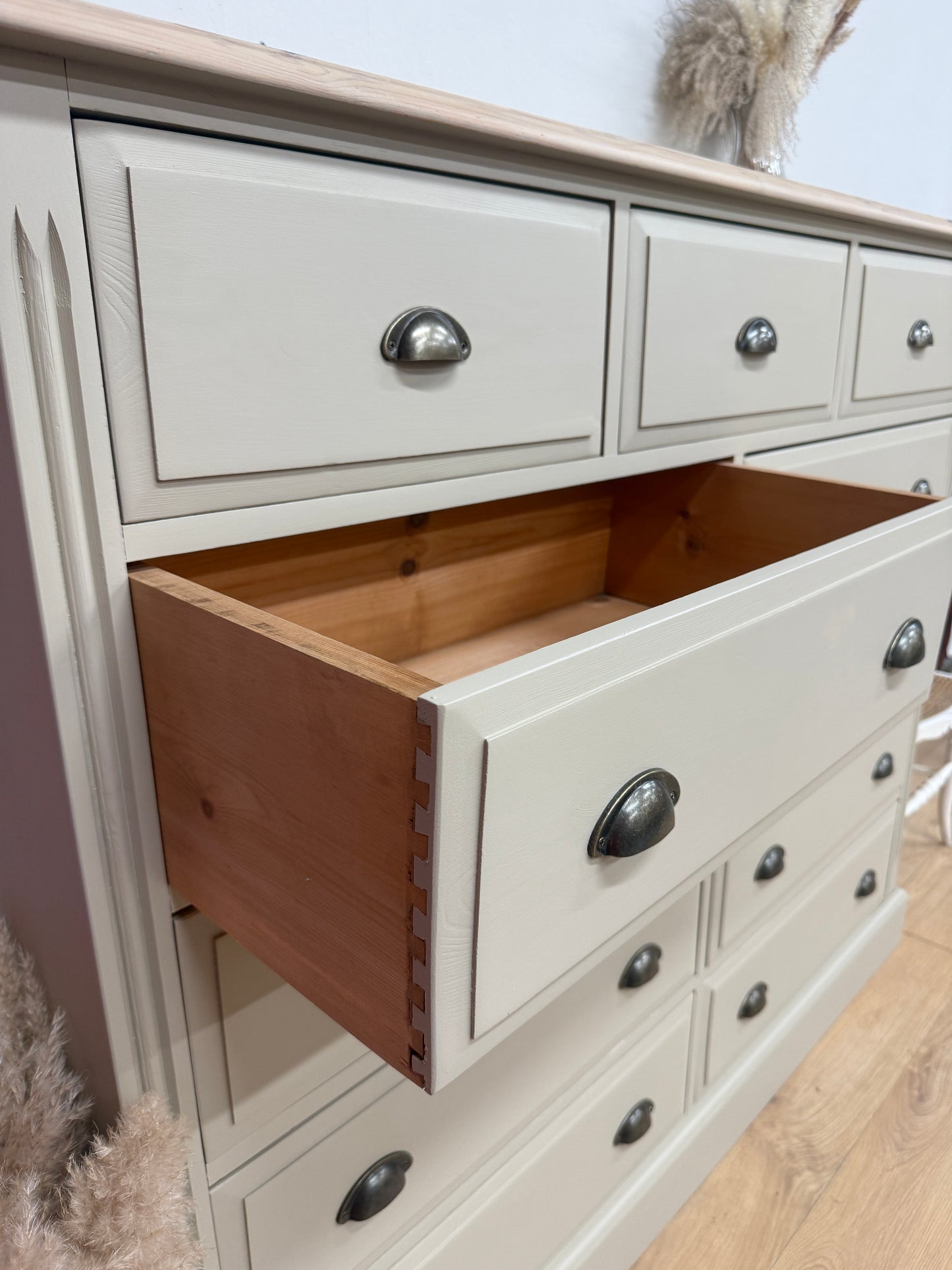 X large solid pine painted chest of drawers