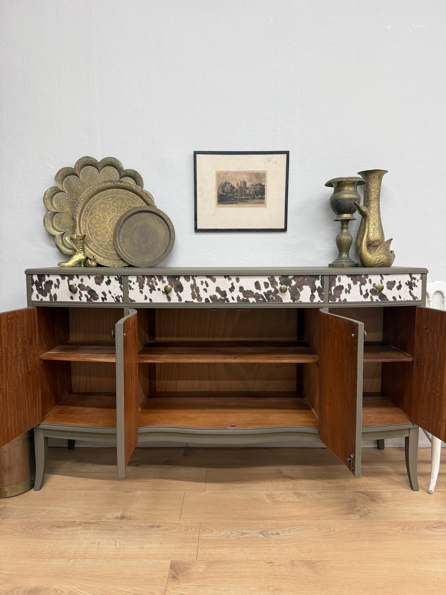 Cow Print Wallpaper Long Sideboard