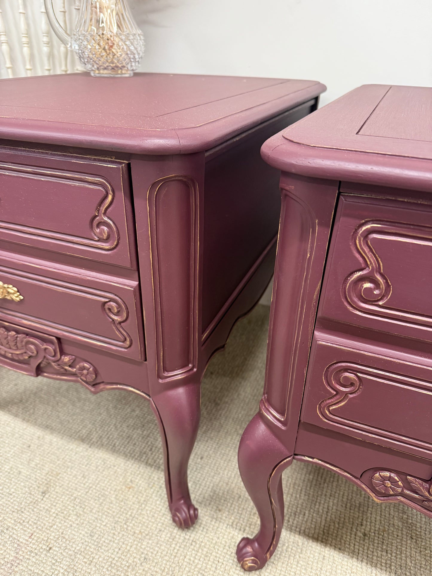 Pair of painted and gilded side tables