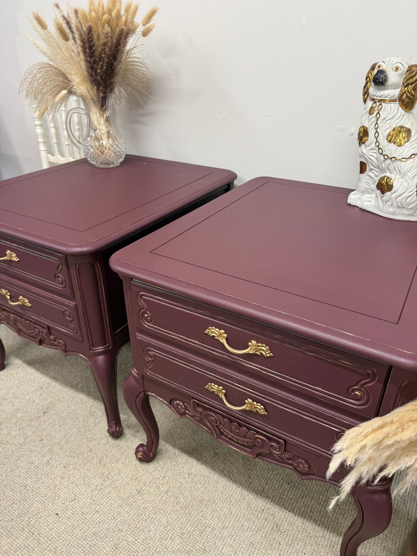 Pair of painted and gilded side tables