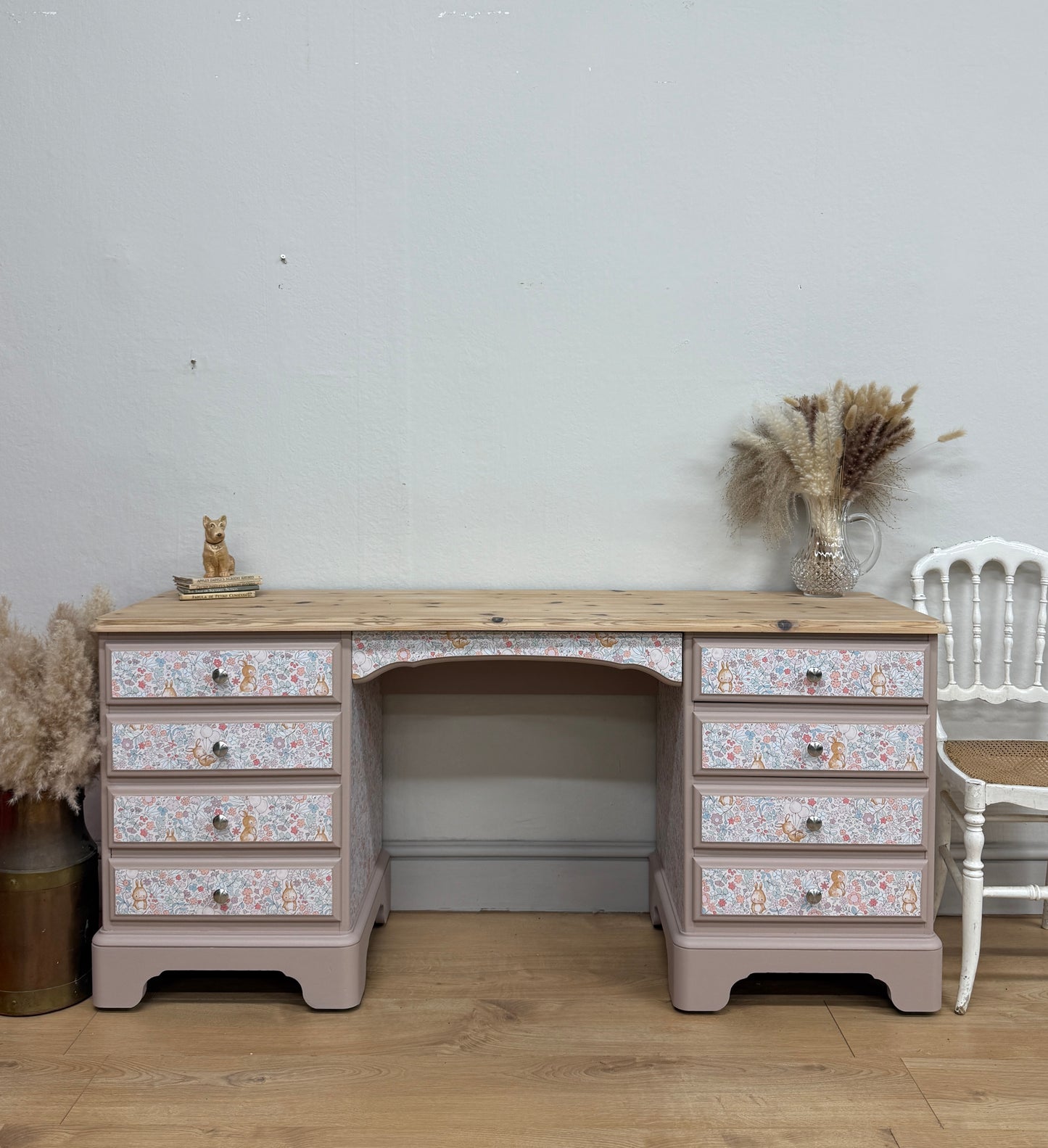 Solid pine bunny wallpaper dressing table desk