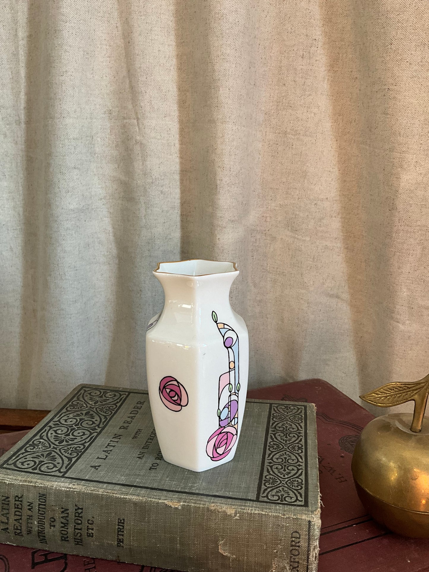 Vintage Aynsley posy vase in the Rennie Macintosh pattern