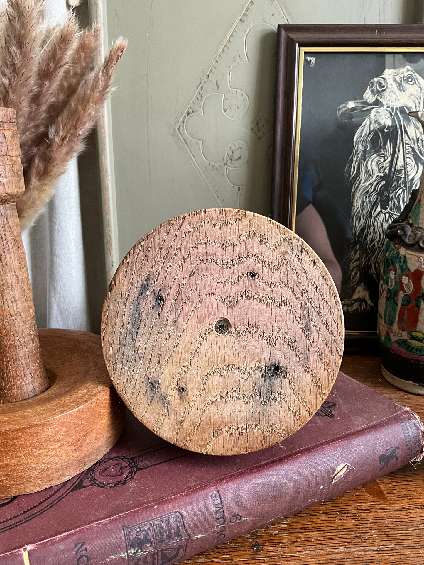 Pair of handmade oak candlestick holders