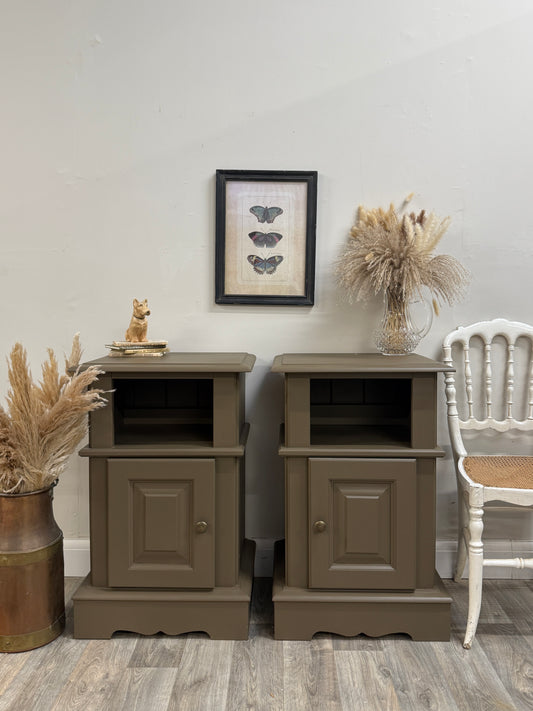 Pair of solid pine painted bedside cabinets