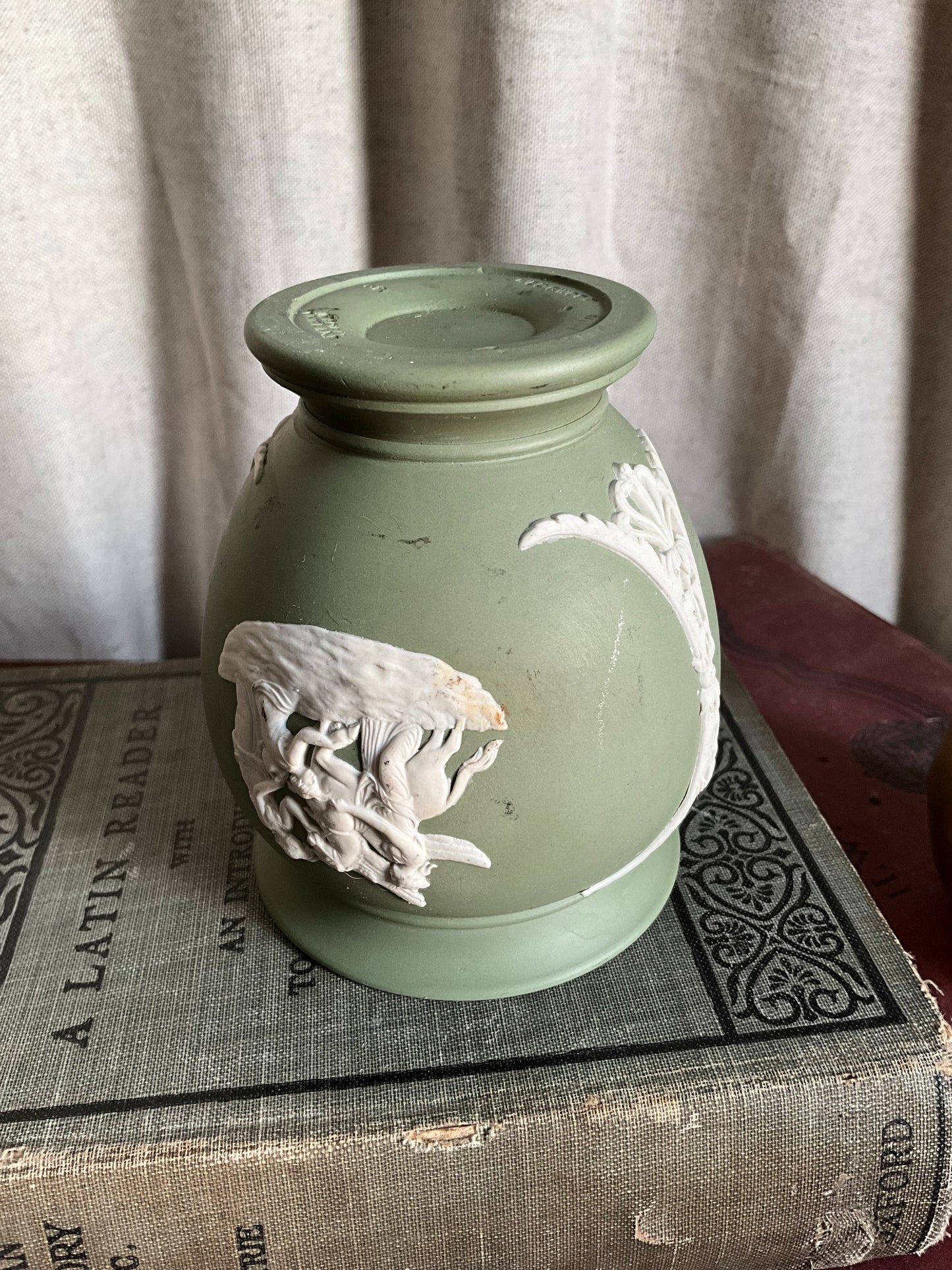 Small vintage green Wedgwood vase