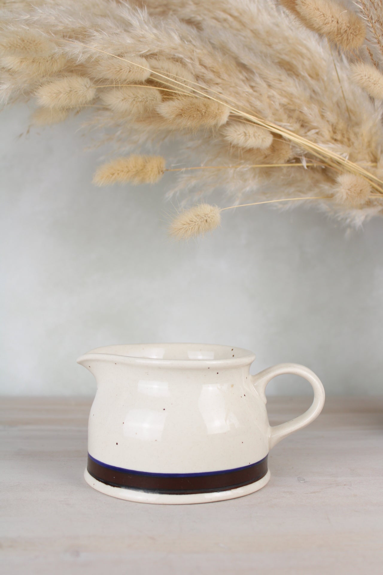 Brown Stripe Ceramic Farmhouse Style Sauce Jug