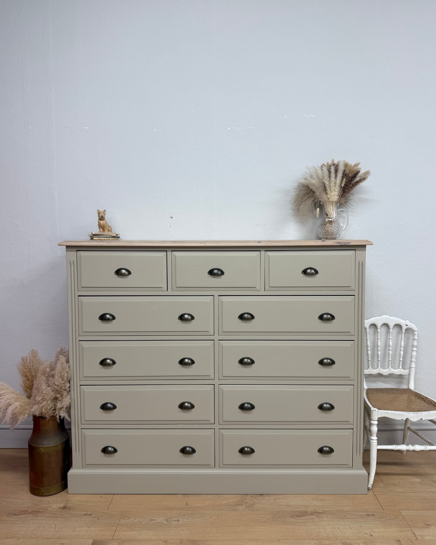 X large solid pine painted chest of drawers