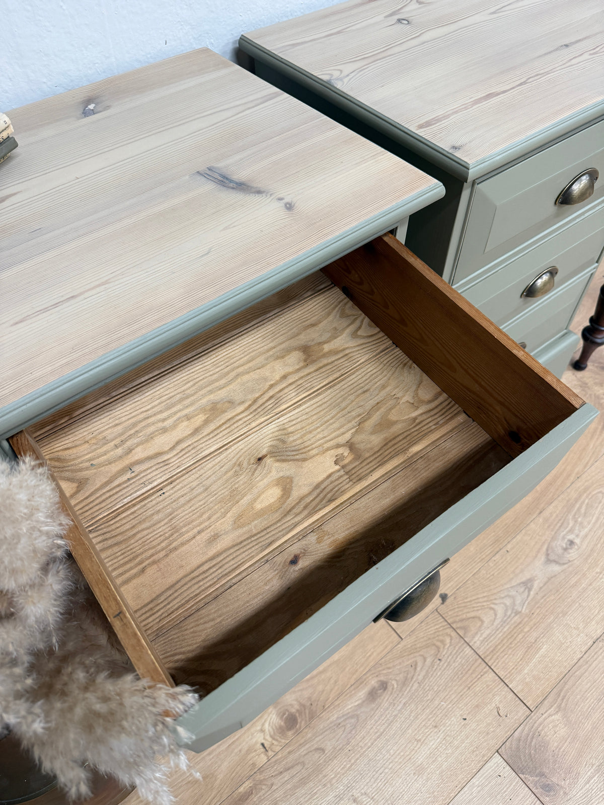 Pair of solid pine painted bedside cabinets