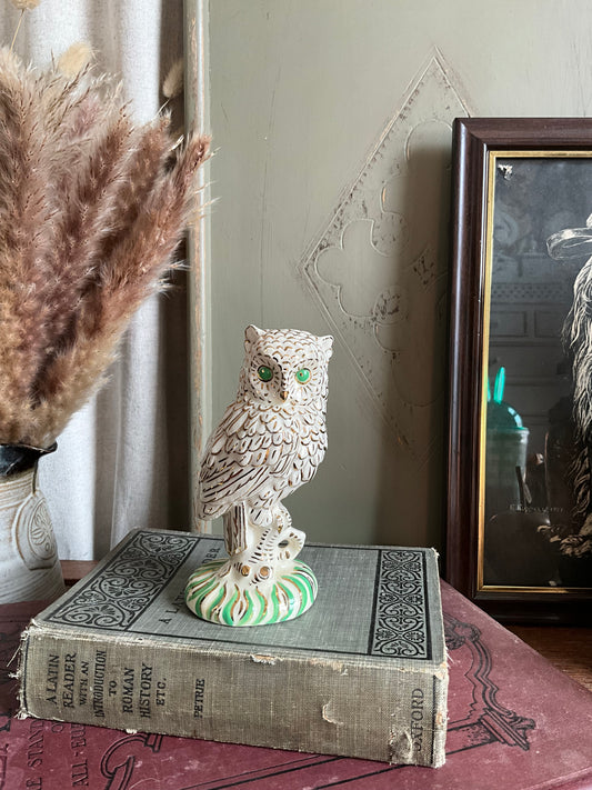 Vintage porcelain gold owl figurine