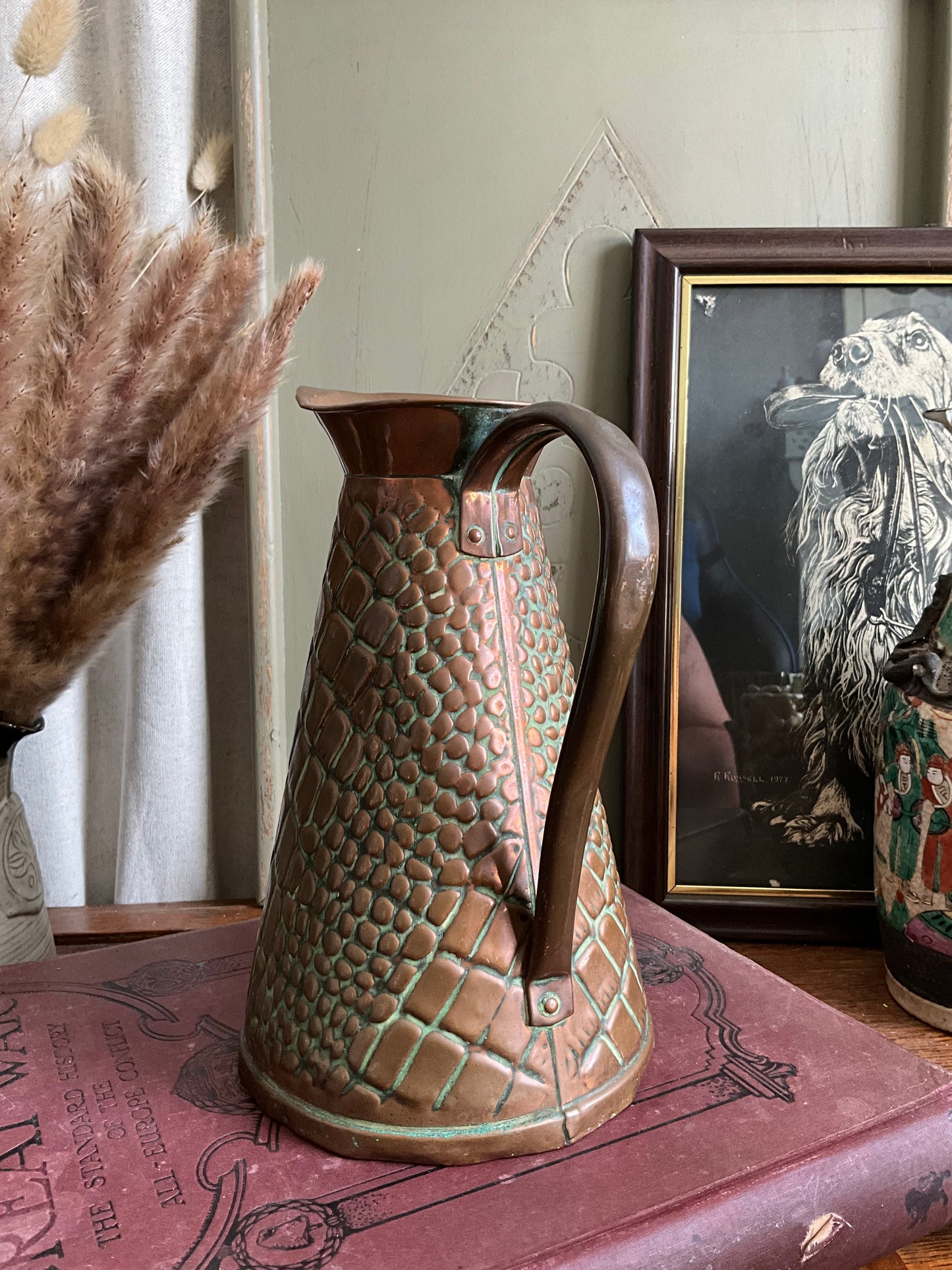 Vintage copper snake pattern vase jug